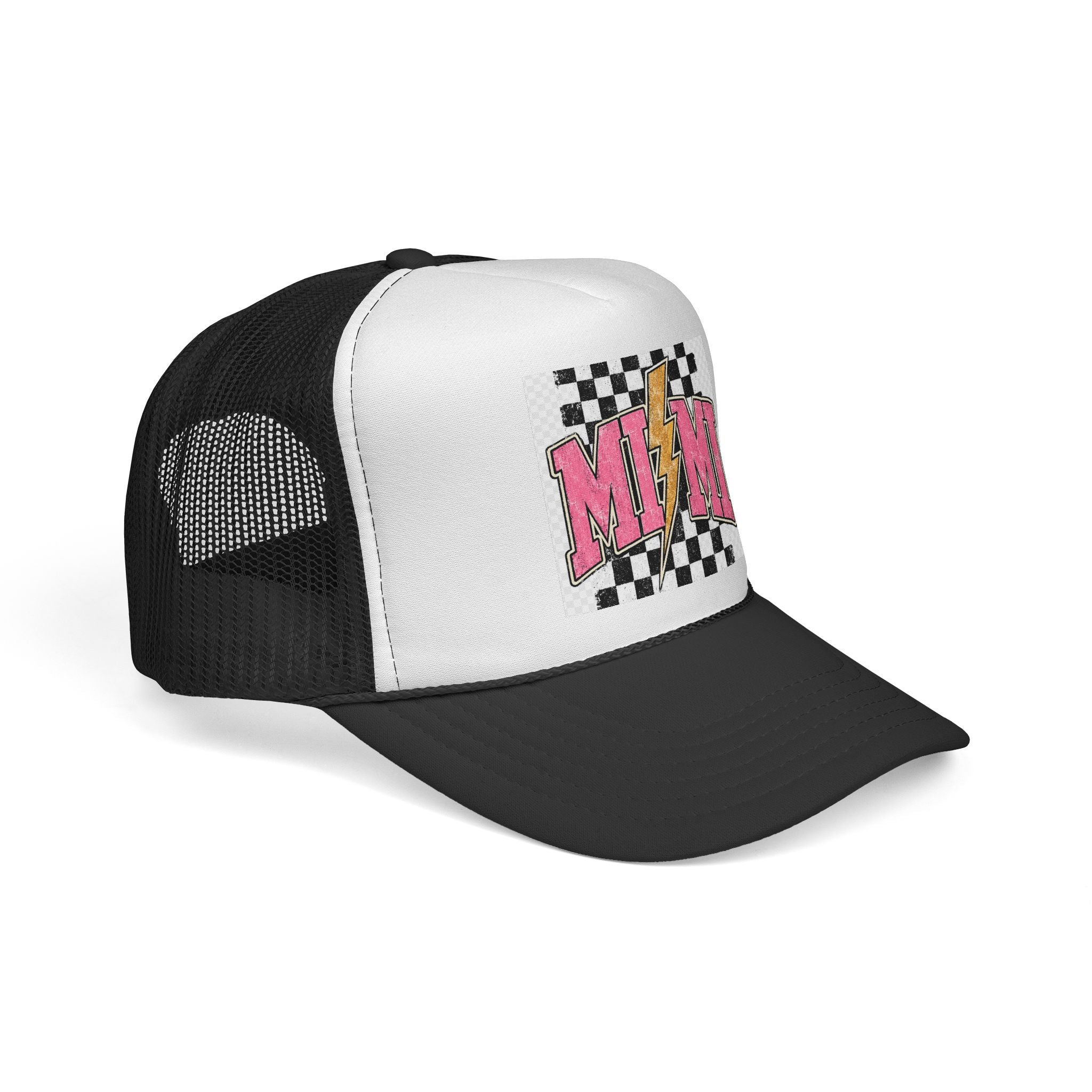 Miami Lightning Trucker Cap — Retro Checkered Pink Logo Hat