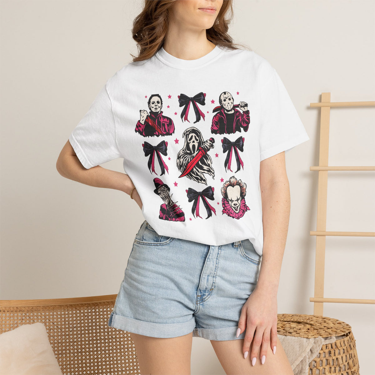 Horror Icons Grid T-Shirt — Classic Slasher Movie Faces
