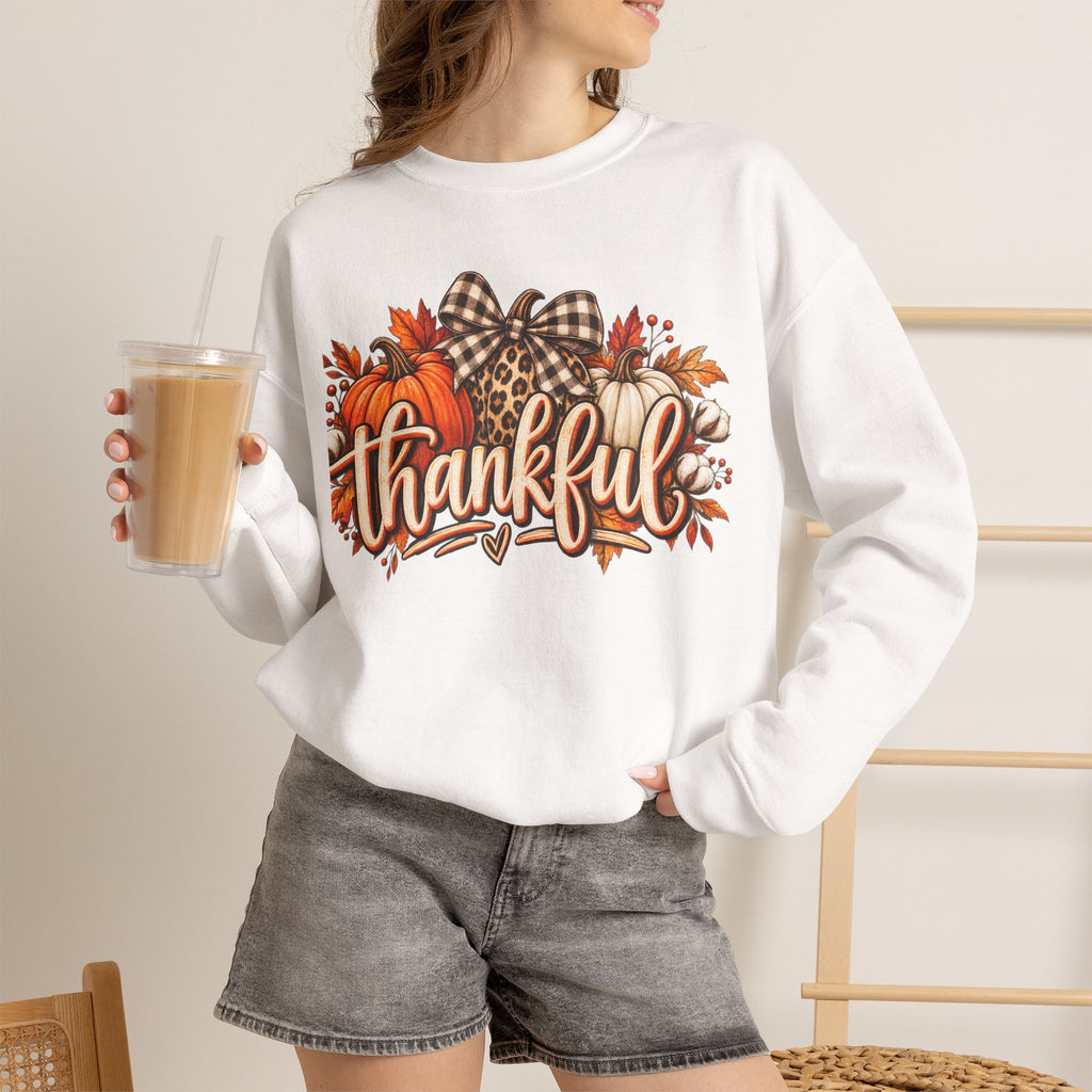 Thankful Fall Sweatshirt — Autumn Pumpkin Graphic Crewneck