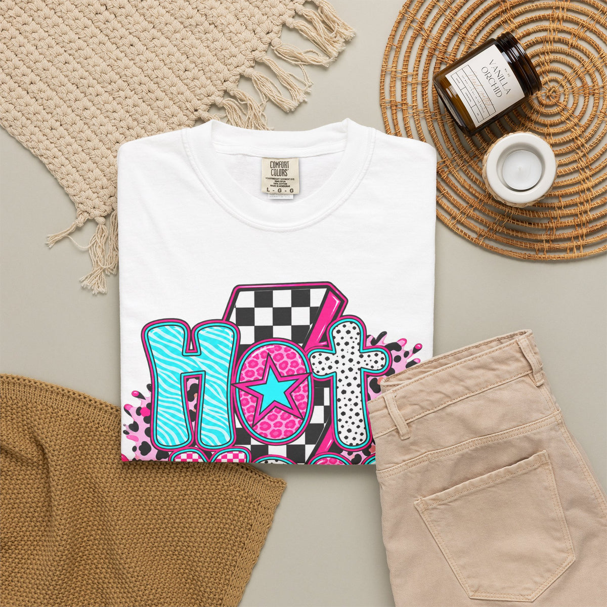 Hot Mess Mama Graphic T-Shirt — Retro Neon Mom Tee