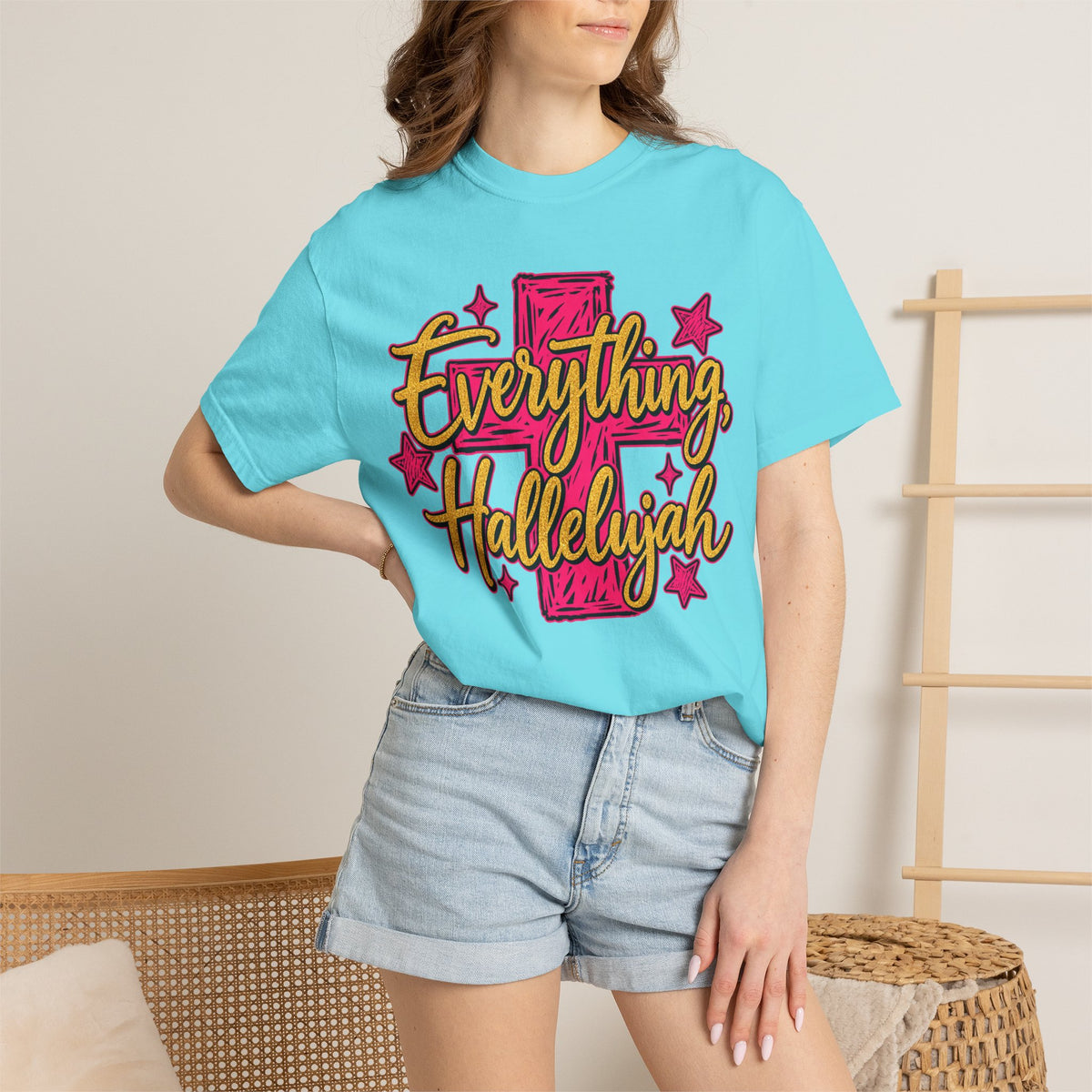 Everything Hallelujah T-Shirt — Christian Faith Graphic Tee with Cross & Stars