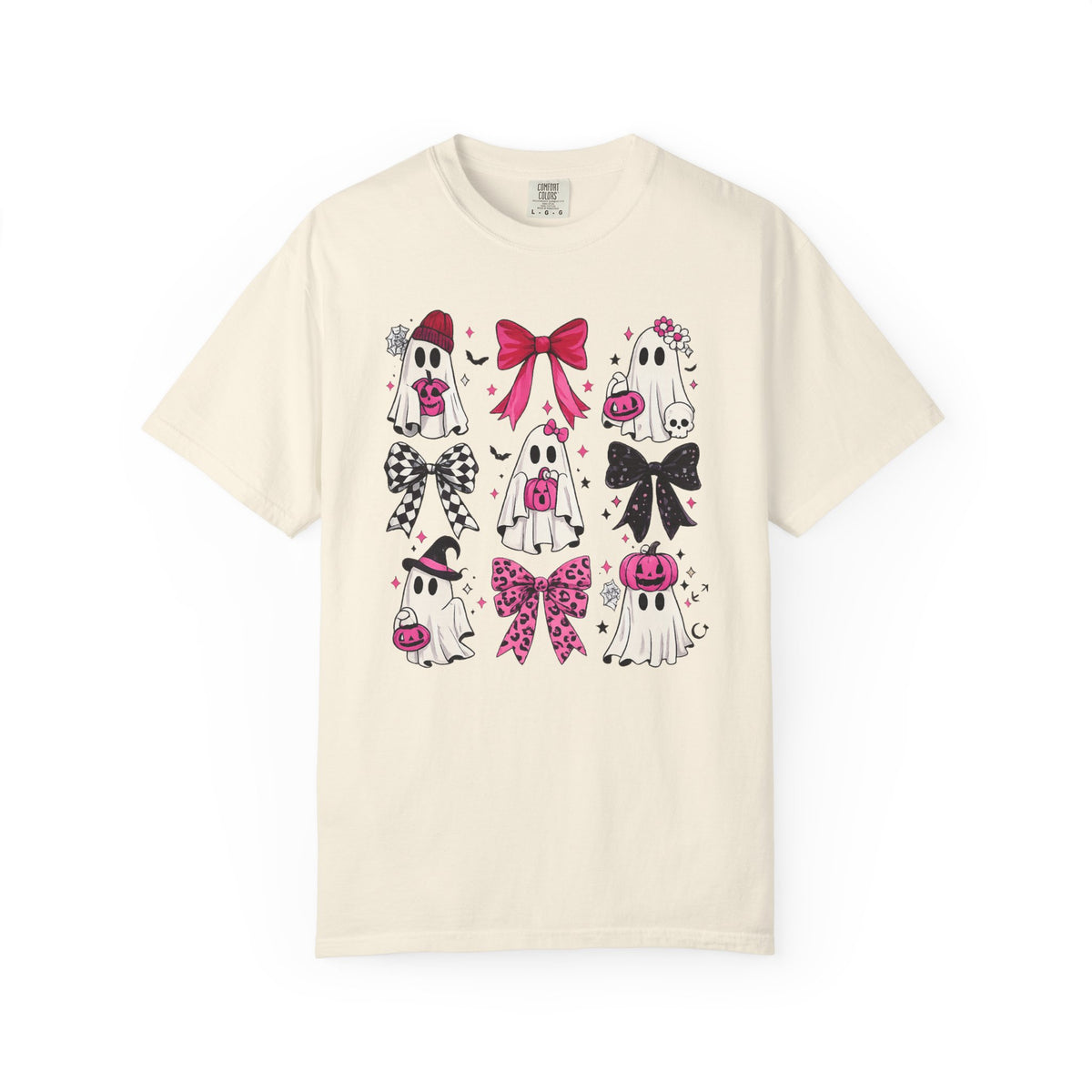 Halloween Ghosts & Bows T-Shirt — Cute Pink Trick-or-Treat Graphic Tee