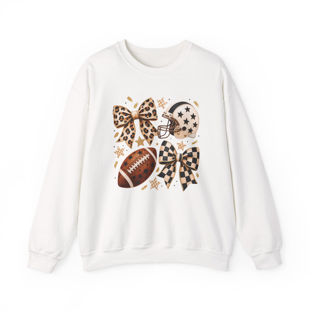 Football Leopard Bow Crewneck Sweatshirt