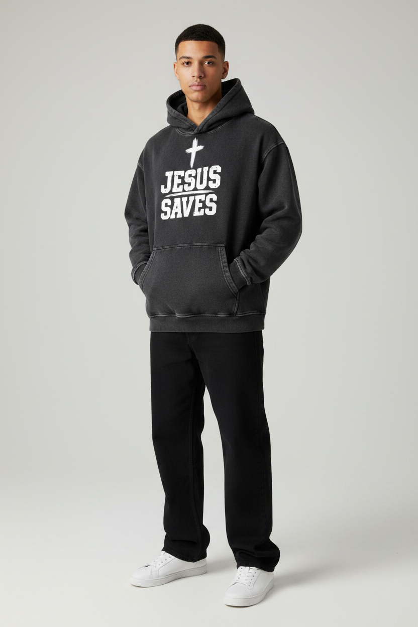 Snow Washed Loose Cotton Hoodie