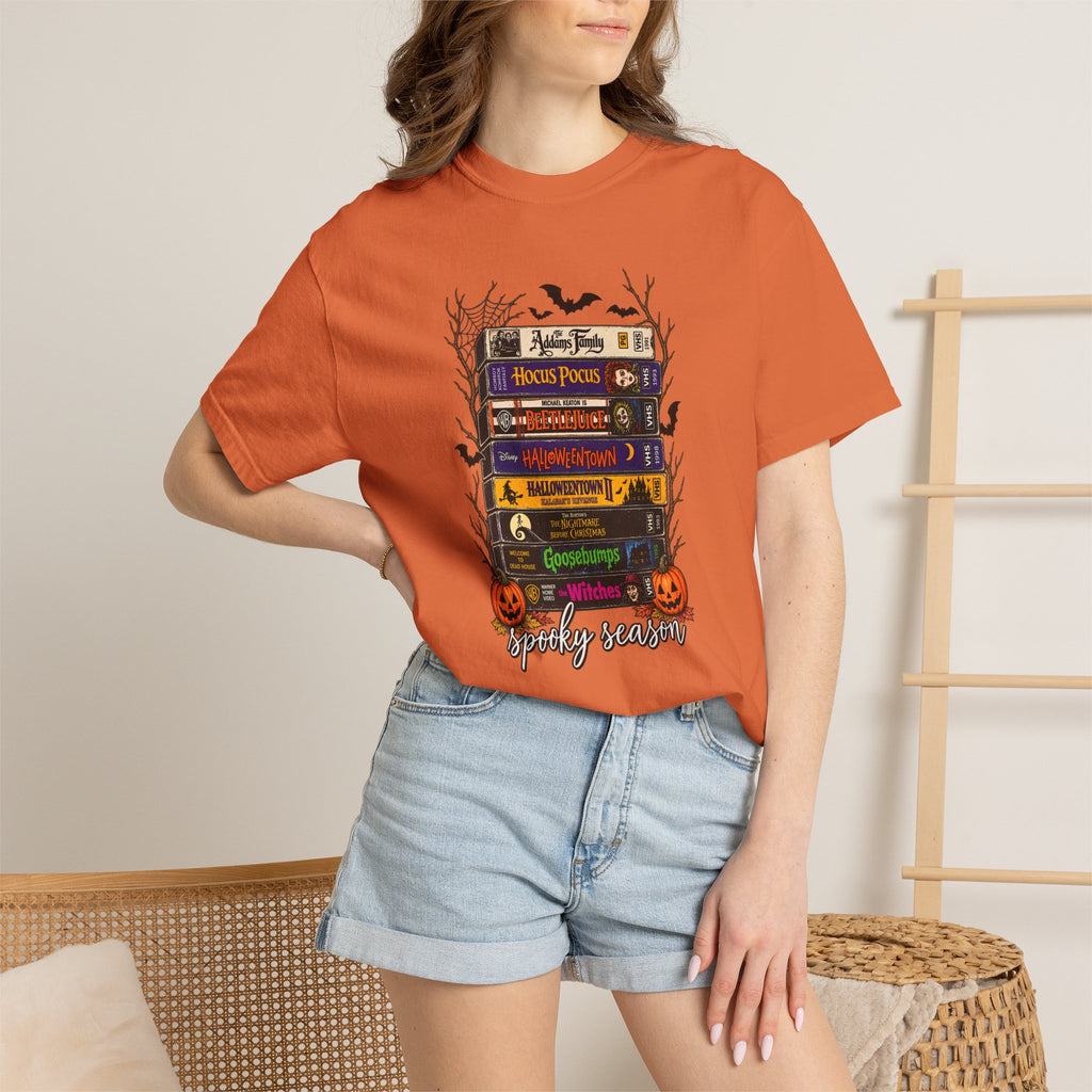 Halloween Book Stack T-Shirt — Spooky Reader Graphic Tee