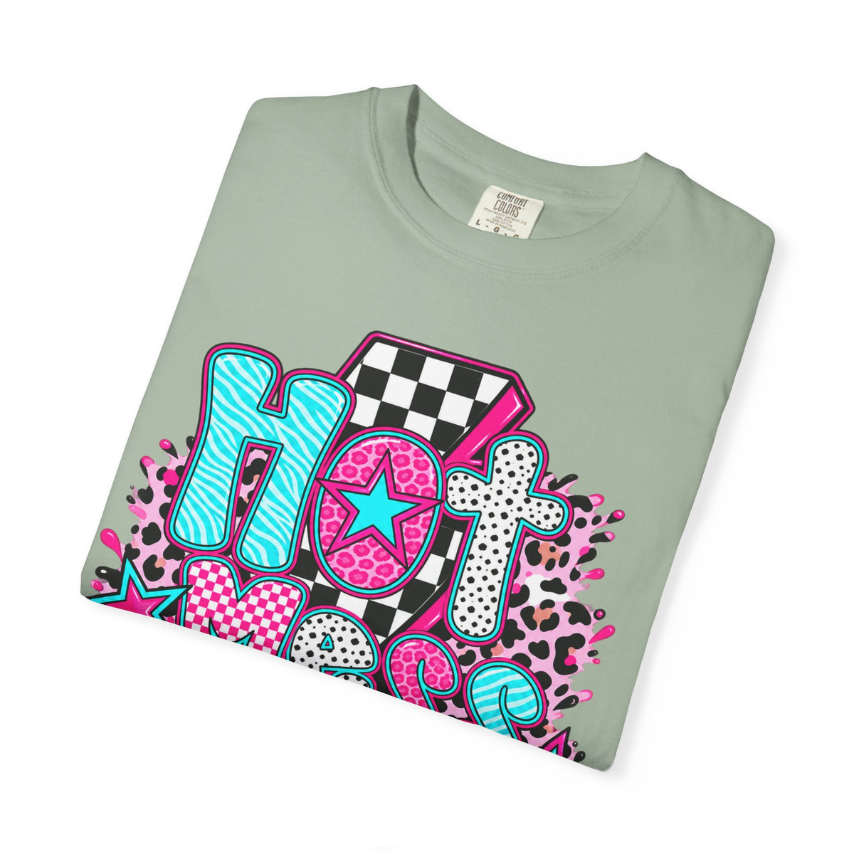 Hot Mess Mama Graphic T-Shirt — Retro Neon Mom Tee