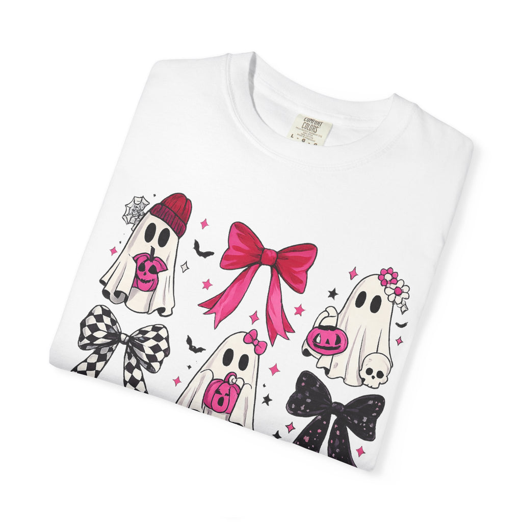 Halloween Ghosts & Bows T-Shirt — Cute Pink Trick-or-Treat Graphic Tee