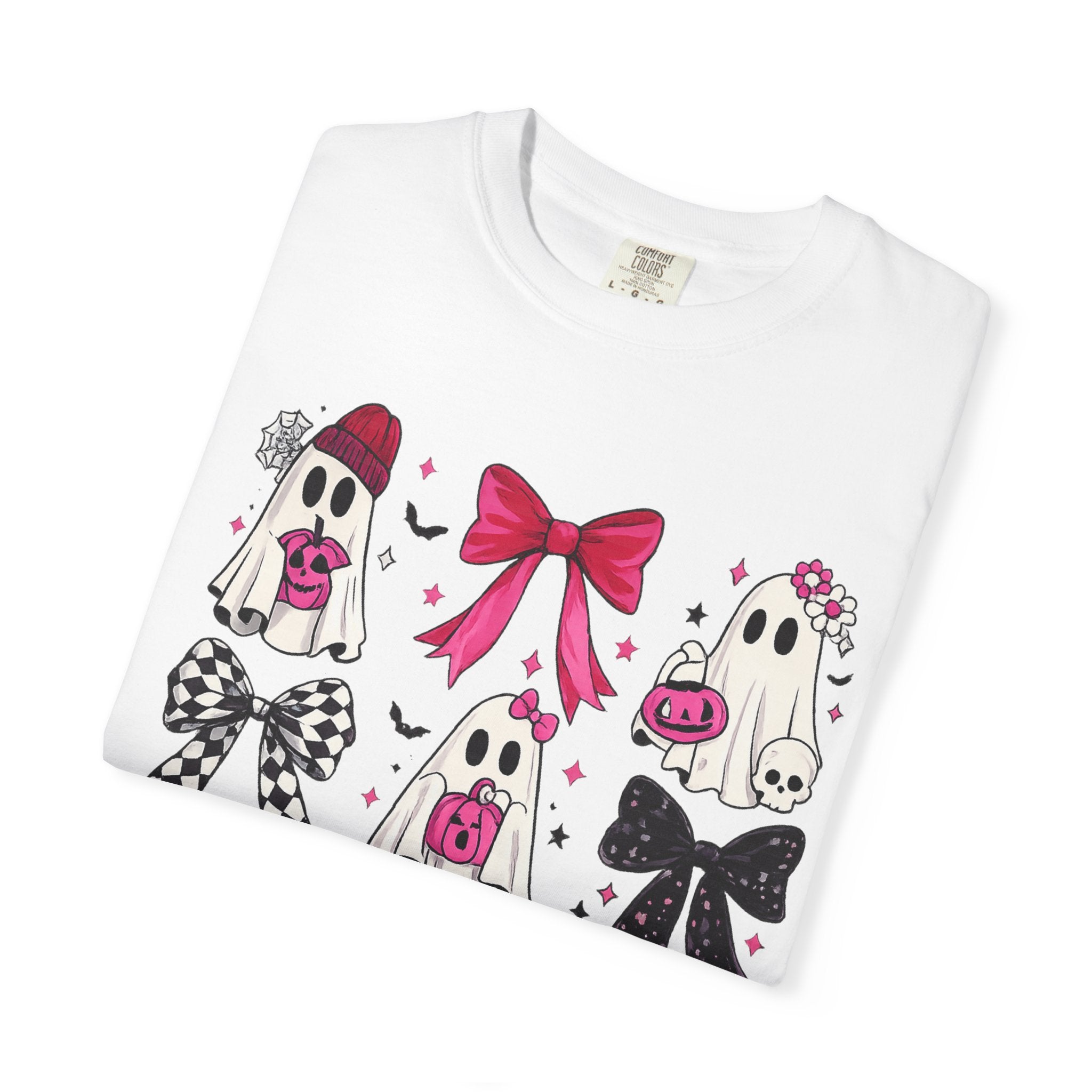 Halloween Ghosts & Bows T-Shirt — Cute Pink Trick-or-Treat Graphic Tee