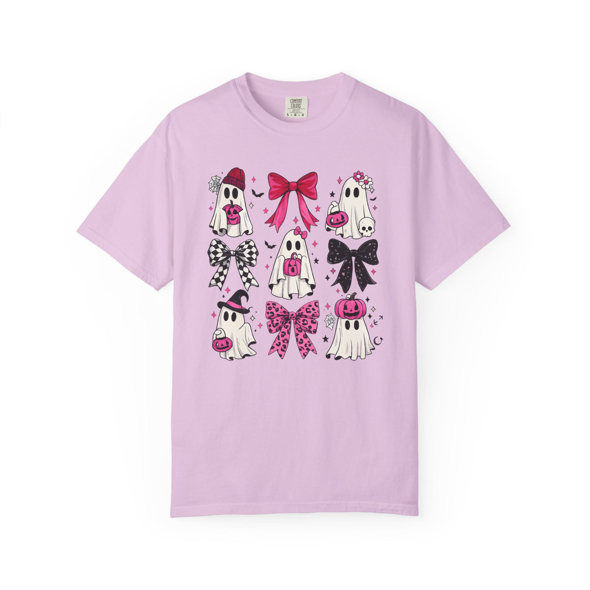 Halloween Ghosts & Bows T-Shirt — Cute Pink Trick-or-Treat Graphic Tee