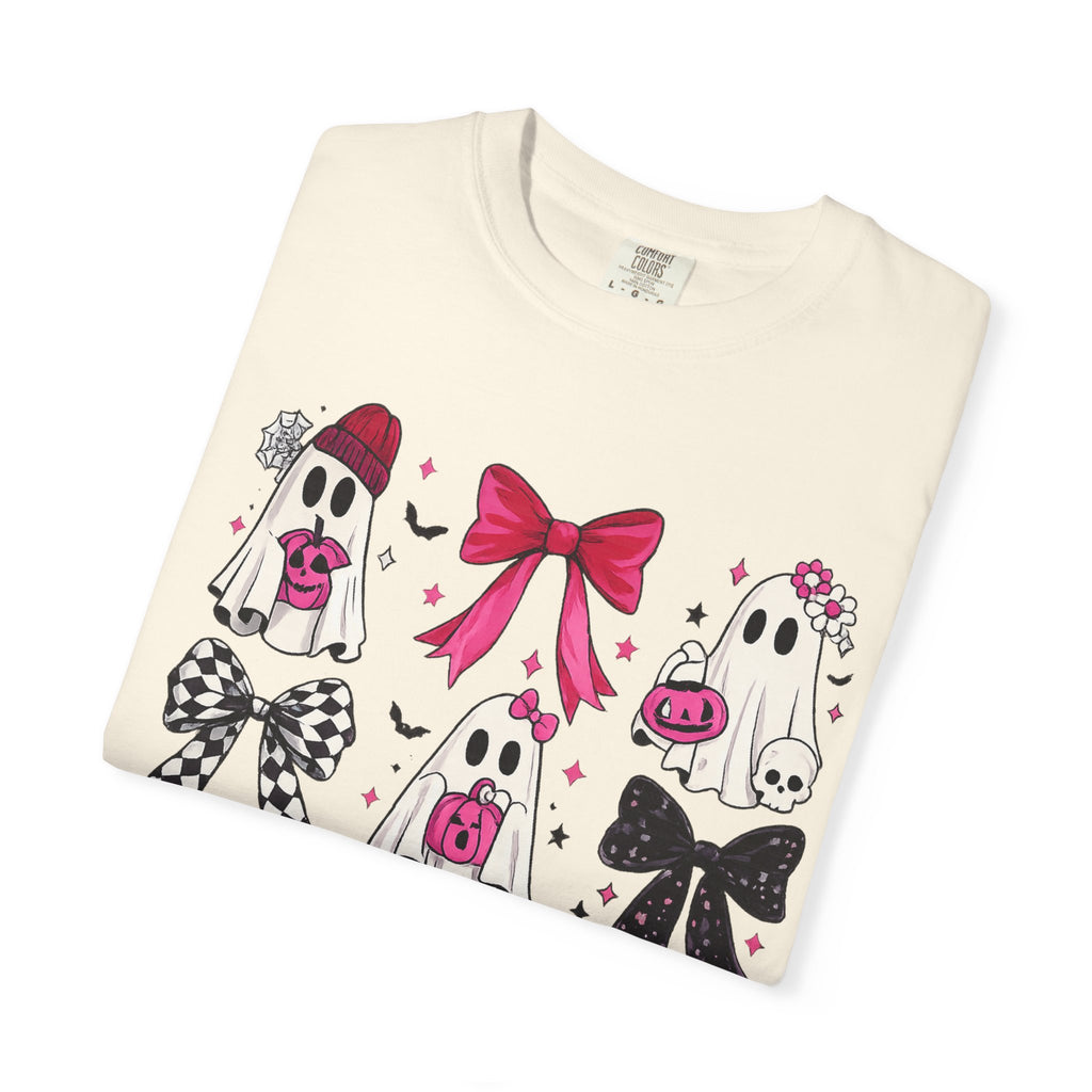 Halloween Ghosts & Bows T-Shirt — Cute Pink Trick-or-Treat Graphic Tee