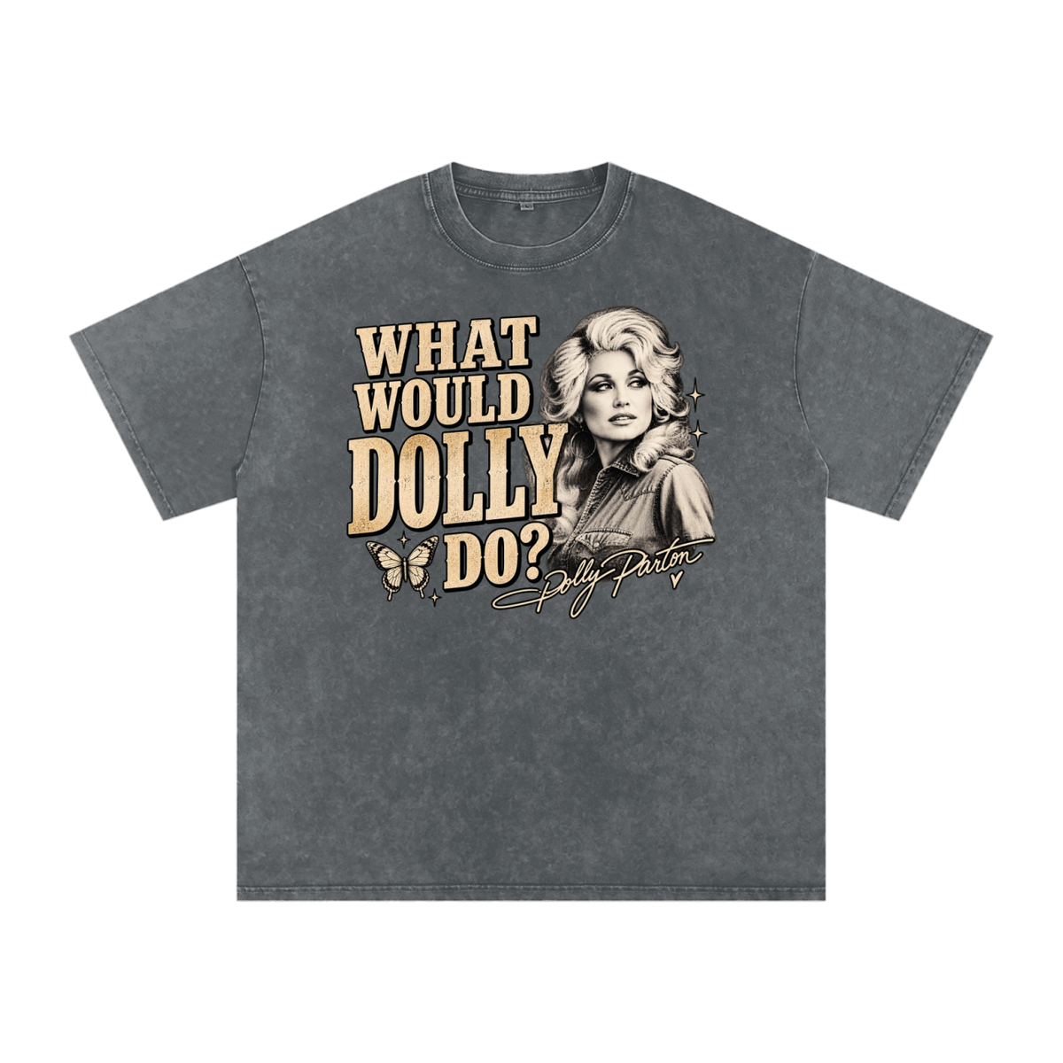 What would Dolly Do? Snow Washed Oversized Cotton T-Shirt