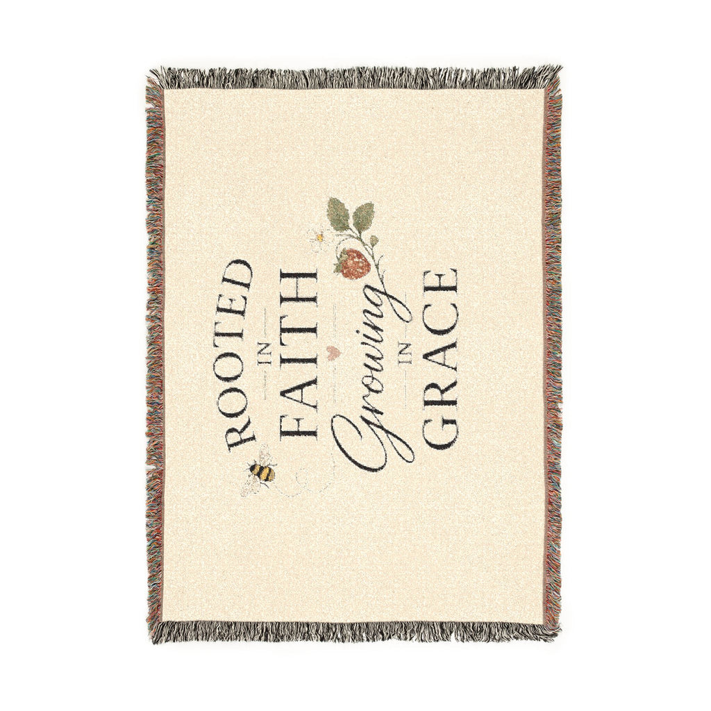 Rooted in Faith Woven Blanket – "Rooted in Faith, Growing in Grace" Inspirational Throw