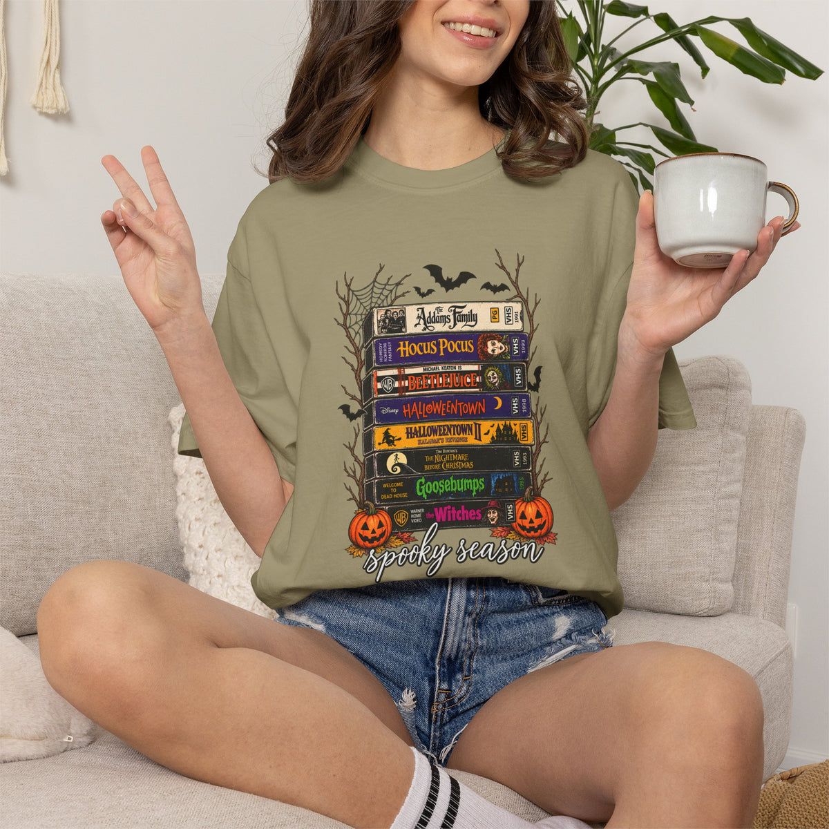 Halloween Book Stack T-Shirt — Spooky Reader Graphic Tee