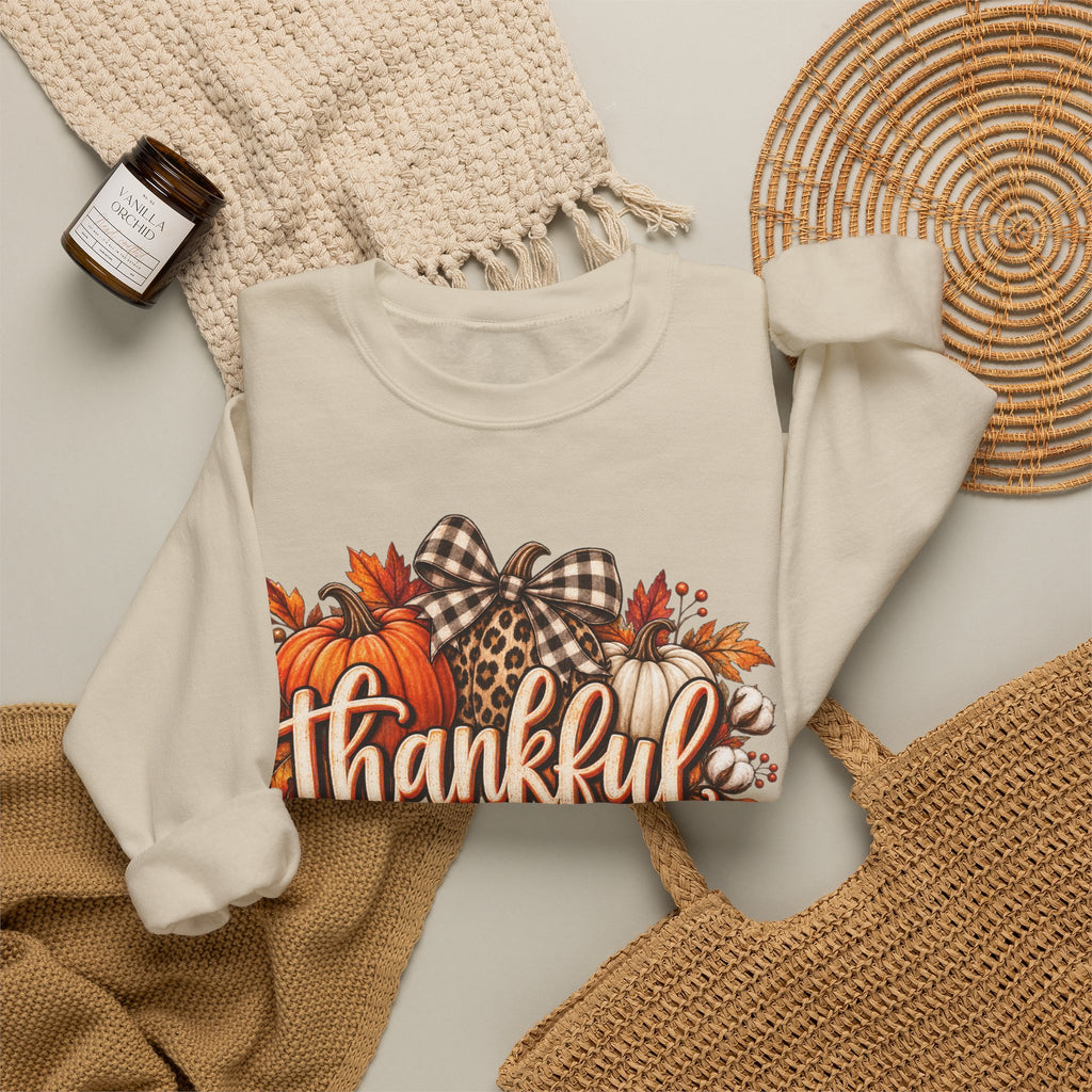 Thankful Fall Sweatshirt — Autumn Pumpkin Graphic Crewneck