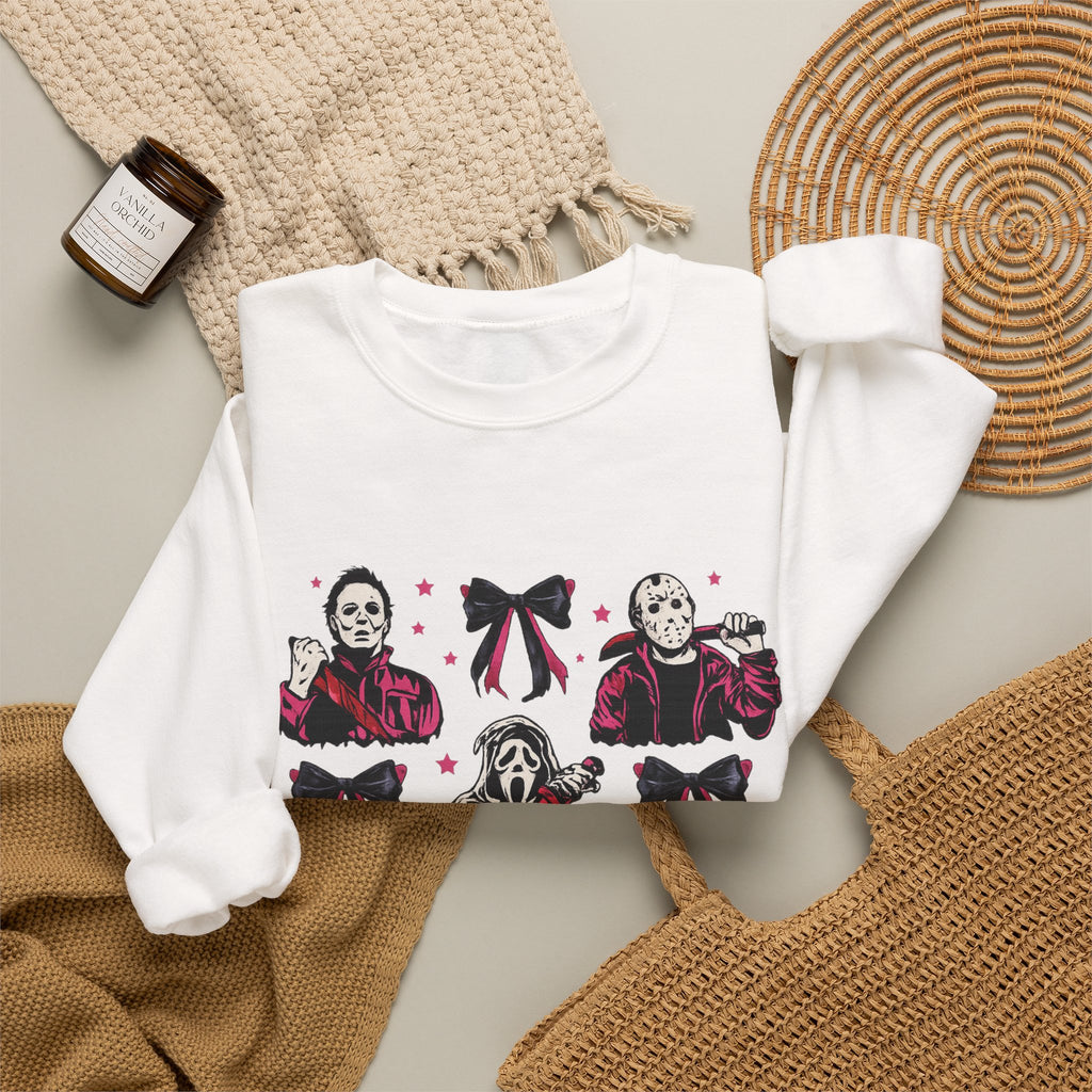 Horror Icons Crewneck Sweatshirt — Cute Ribbon Killer Characters
