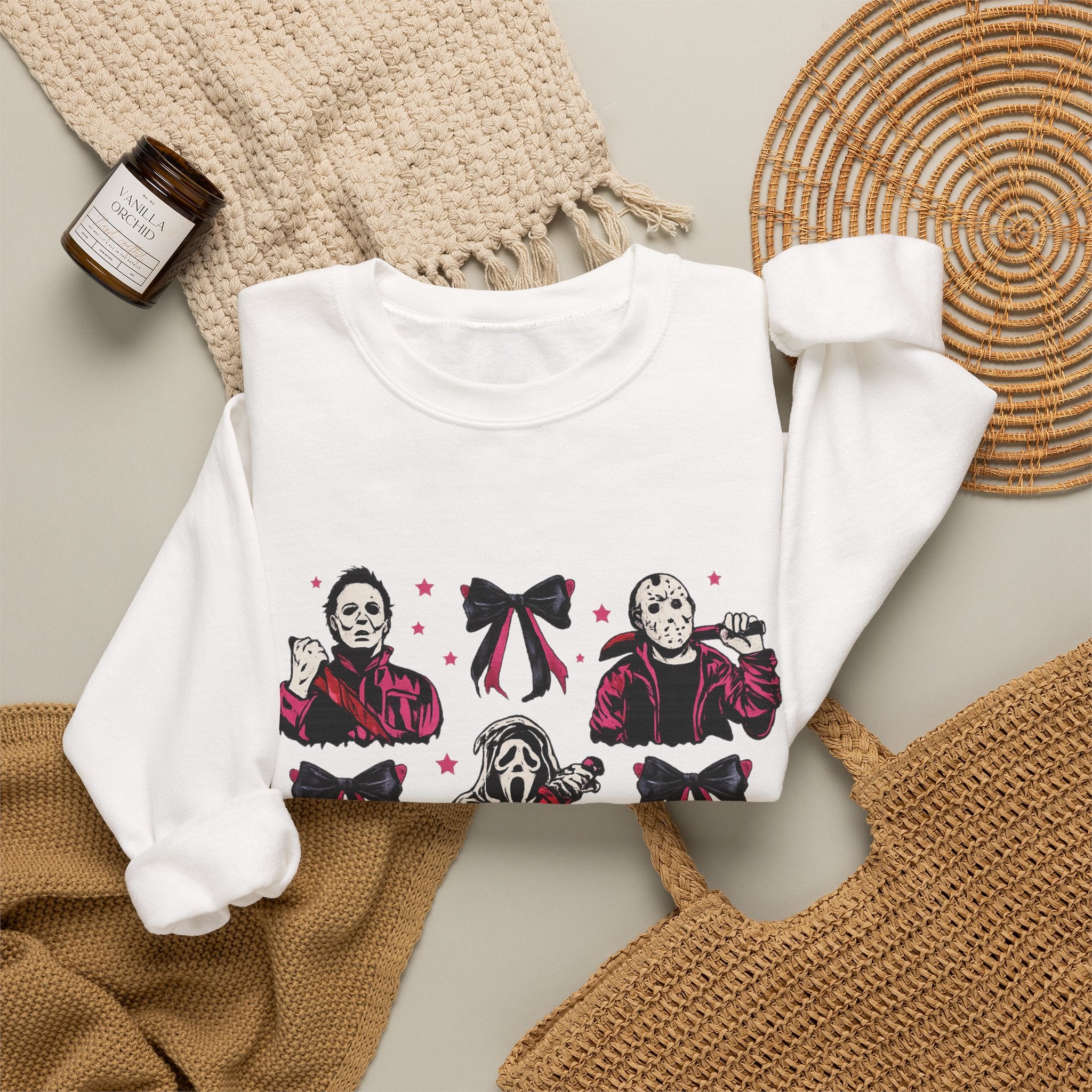 Horror Icons Crewneck Sweatshirt — Cute Ribbon Killer Characters