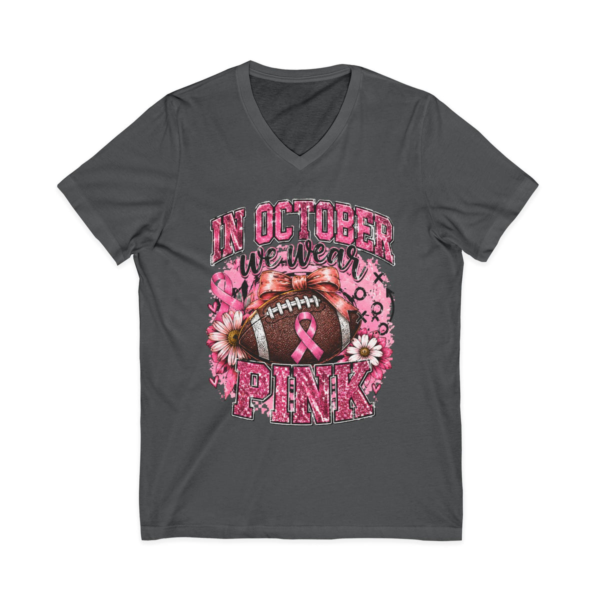 In October We Wear Pink Football T‑Shirt – Breast Cancer Awareness Tee