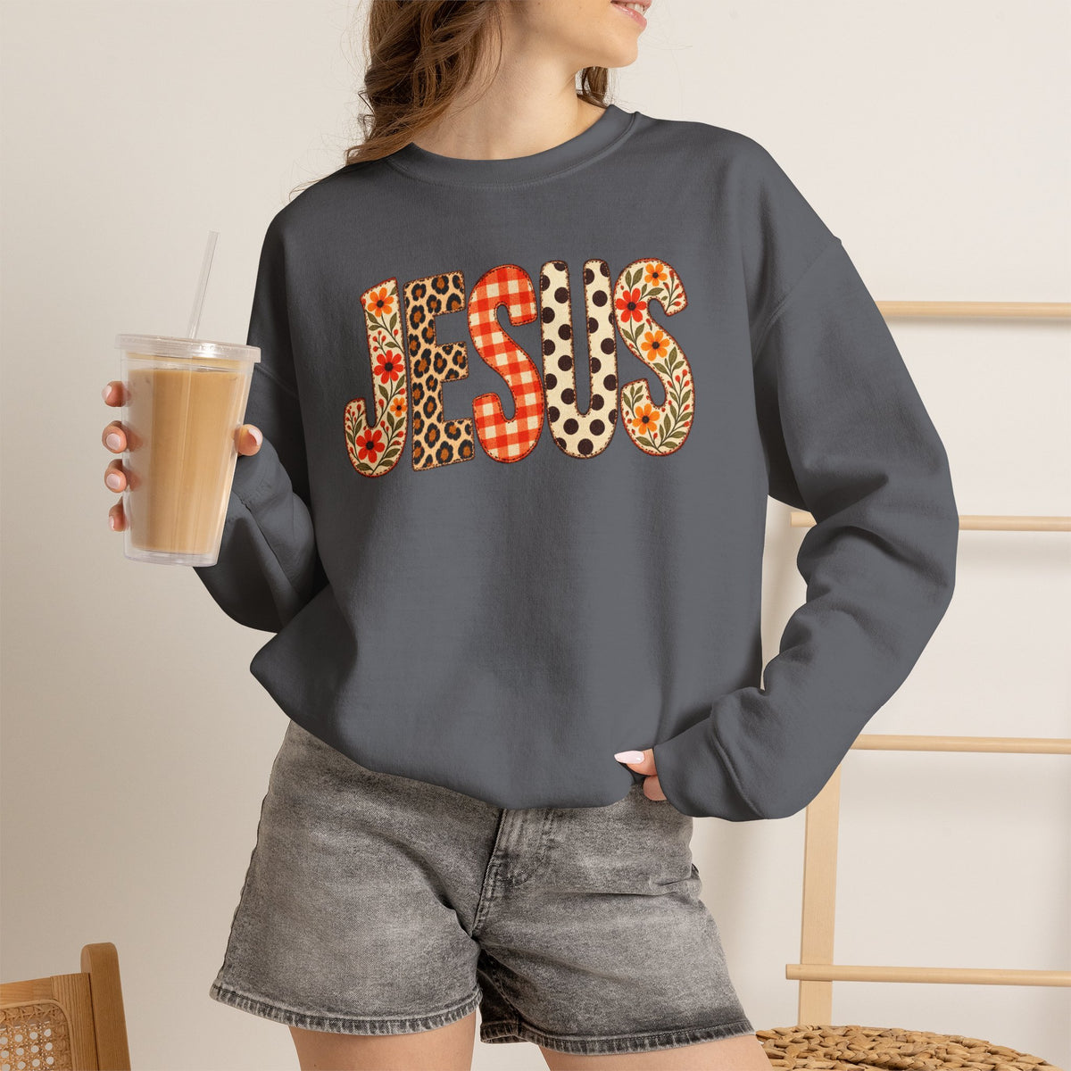 Jesus Floral Patch Sweatshirt — Women's & Men's Christian Crewneck