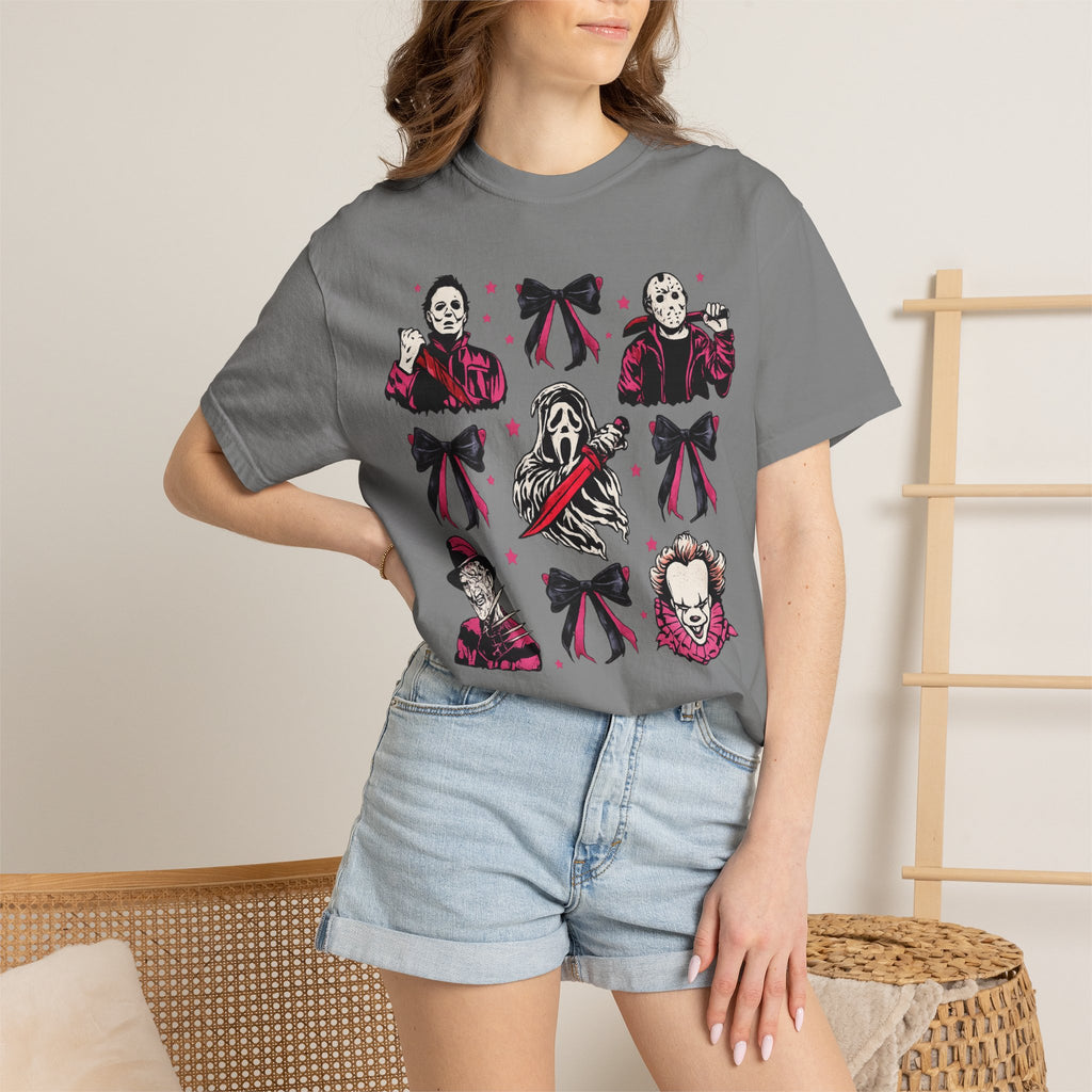 Horror Icons Grid T-Shirt — Classic Slasher Movie Faces