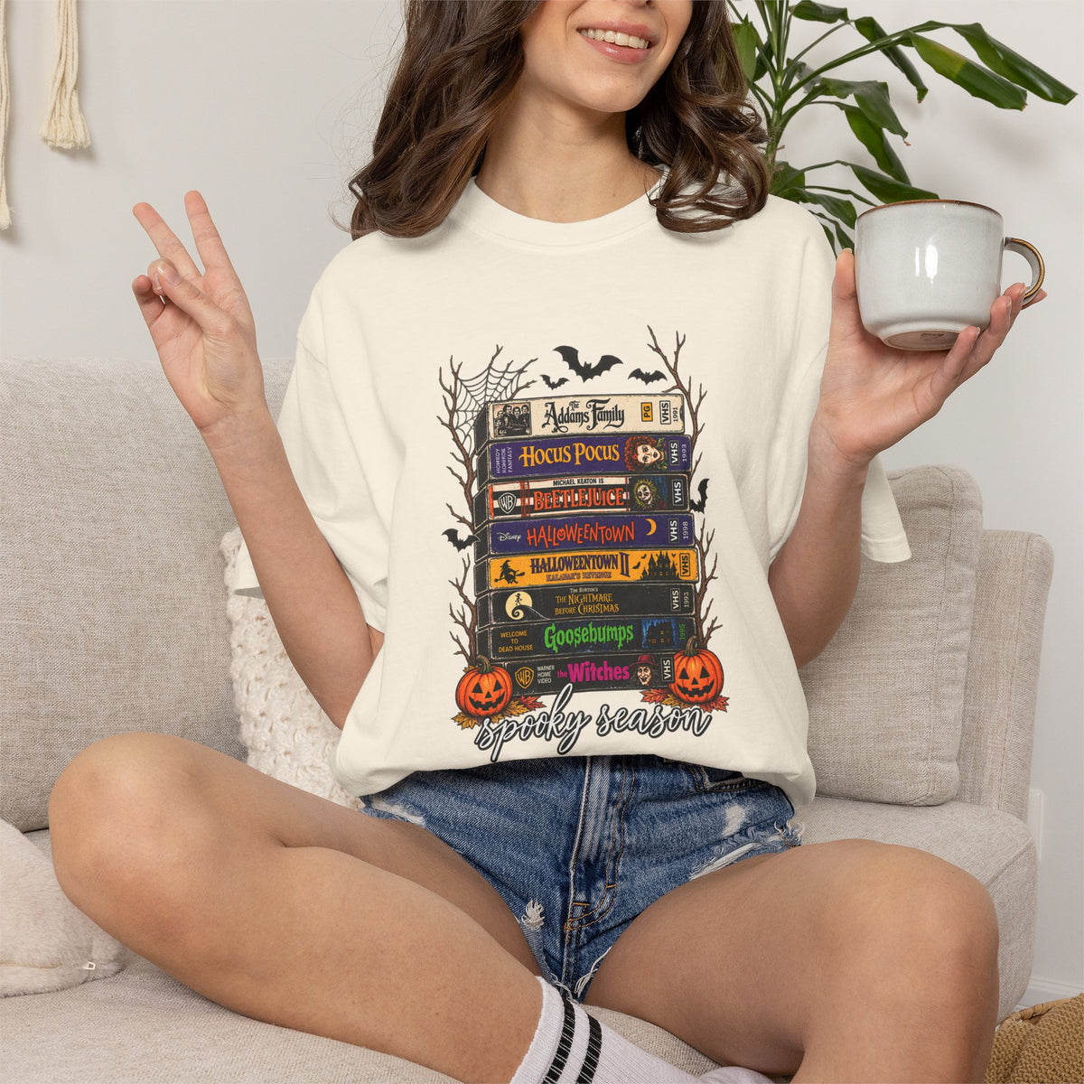 Halloween Book Stack T-Shirt — Spooky Reader Graphic Tee