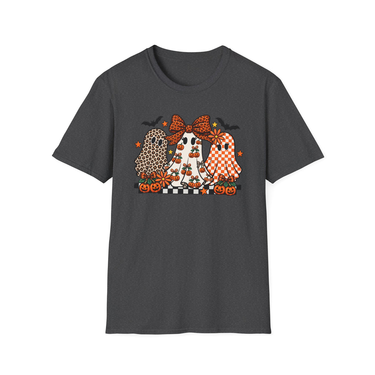 Halloween Sisters Graphic T-Shirt — Leopard + Plaid Pumpkin Girls Design