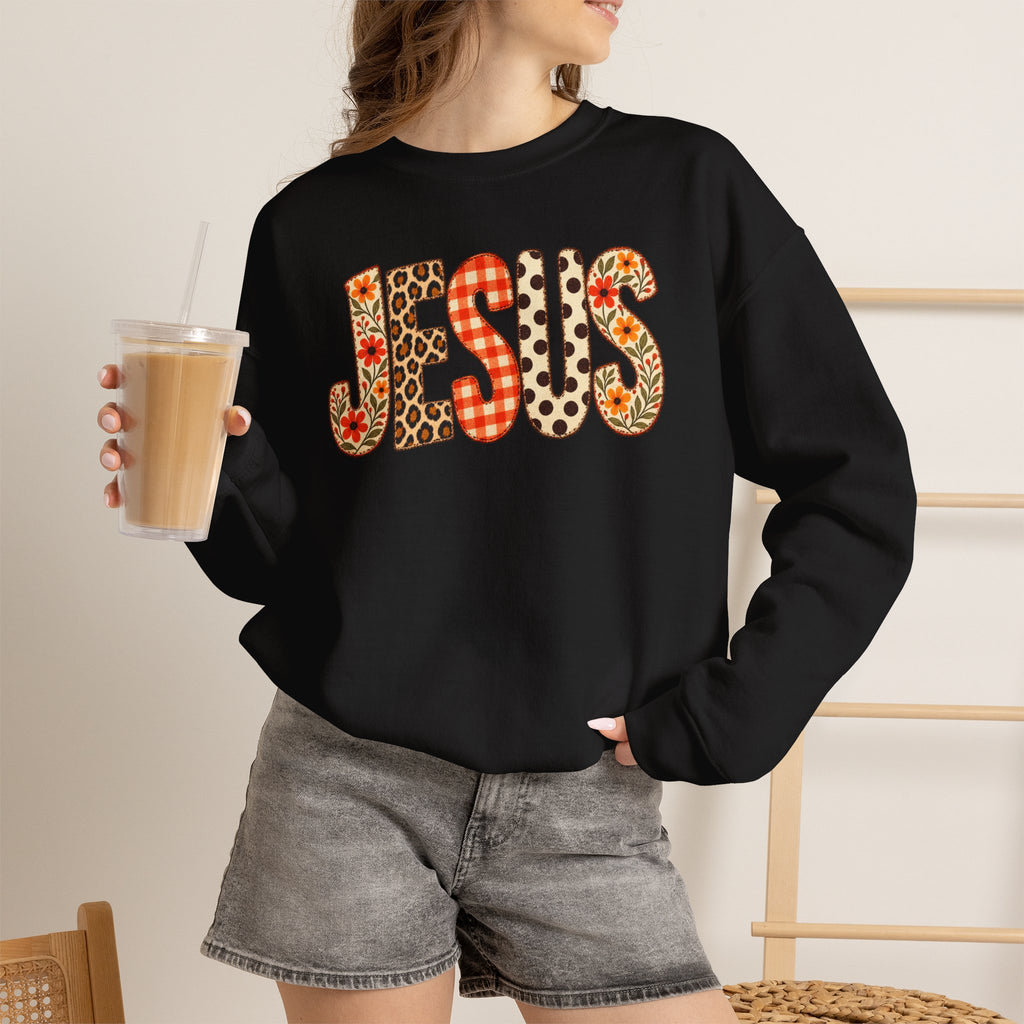 Jesus Floral Patch Sweatshirt — Women's & Men's Christian Crewneck