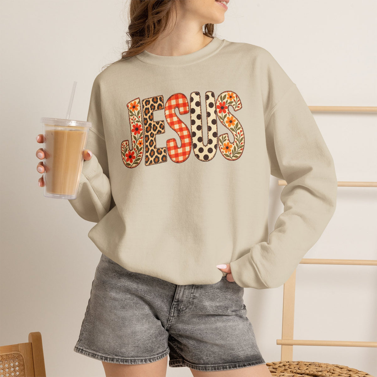 Jesus Floral Patch Sweatshirt — Women's & Men's Christian Crewneck