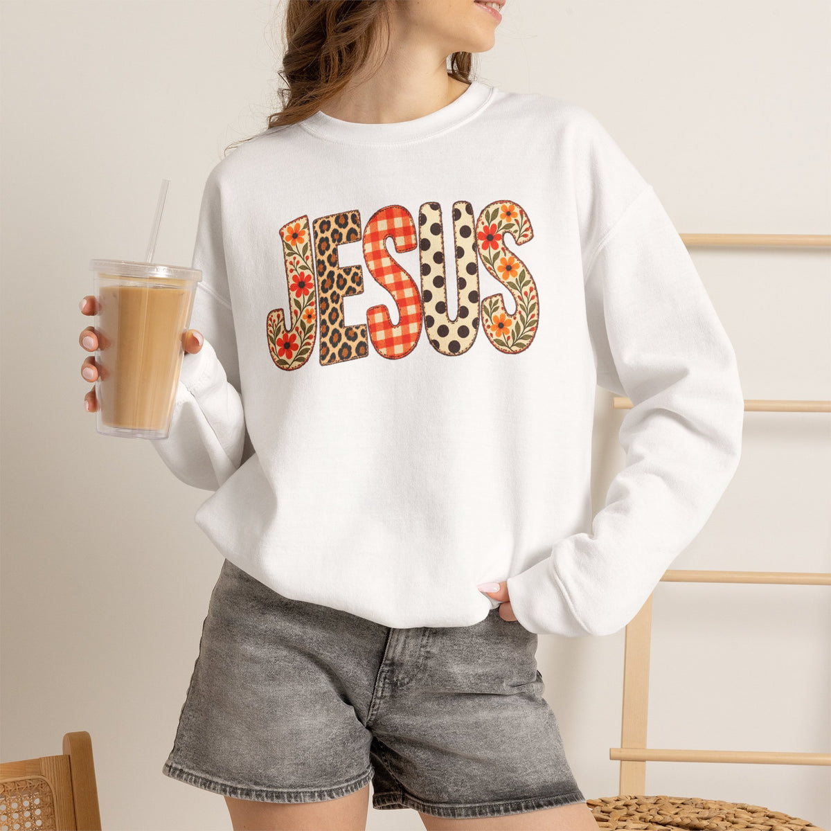 Jesus Floral Patch Sweatshirt — Women's & Men's Christian Crewneck