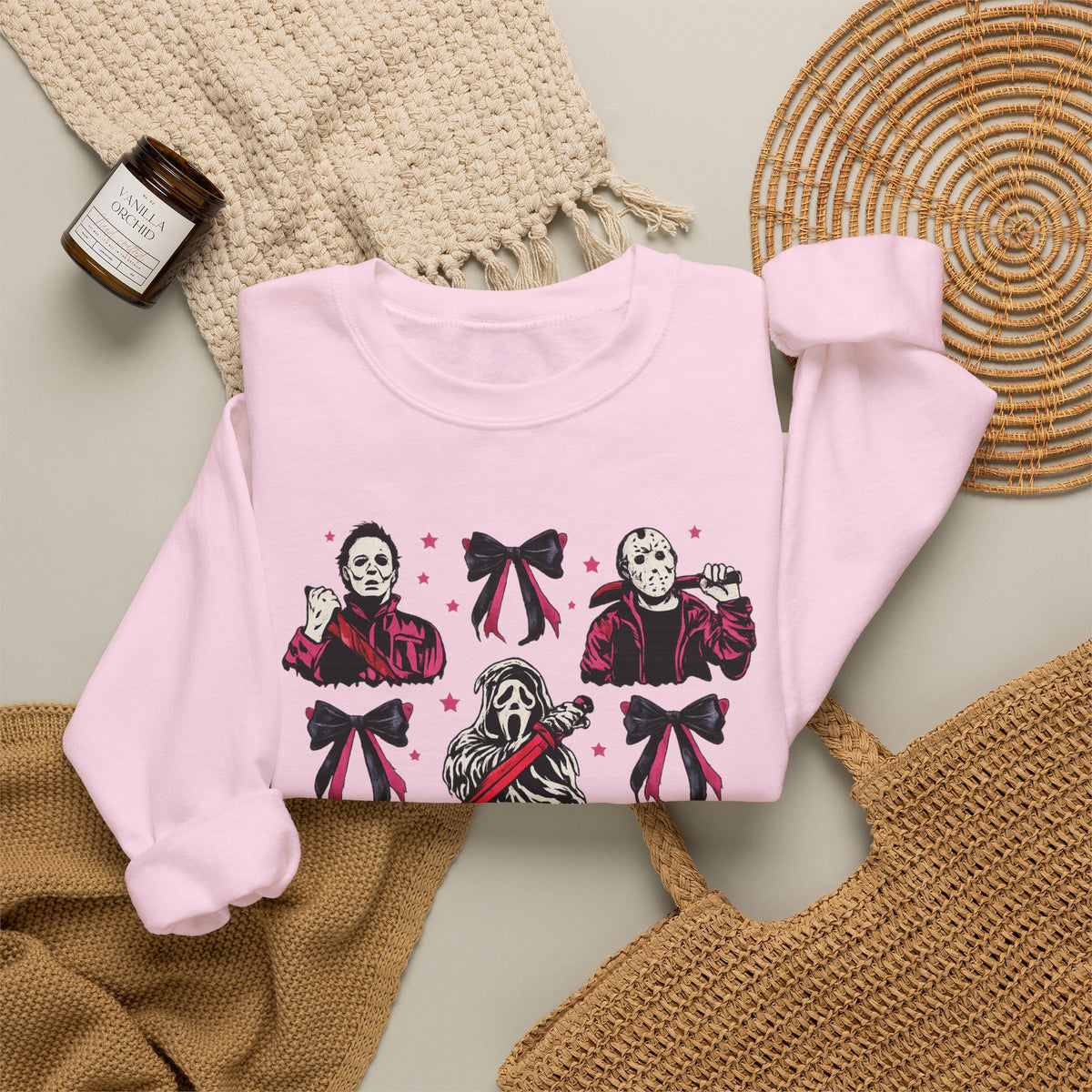 Horror Icons Crewneck Sweatshirt — Cute Ribbon Killer Characters