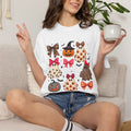 Halloween Ghost & Bows T-Shirt — Leopard Print Pumpkins & Cute Ghosts