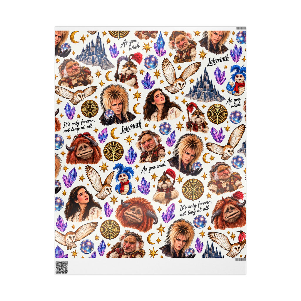 Labyrinth Inspired Wrapping Paper — Goblin King & Fantasy Character Print