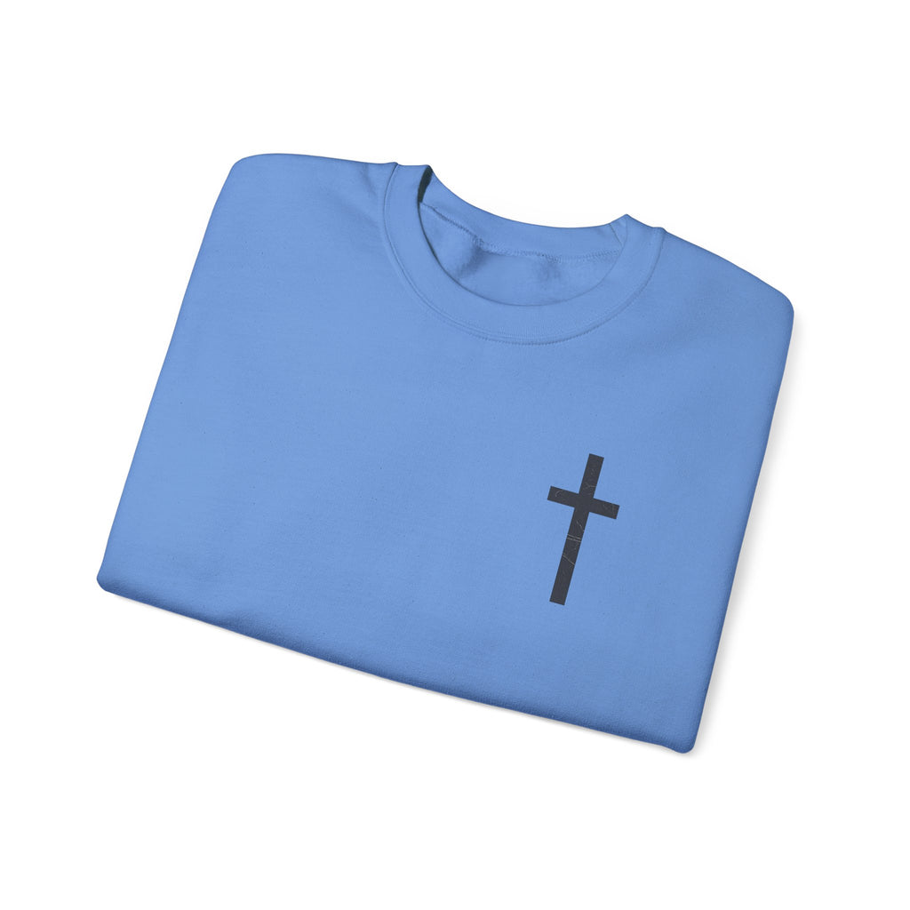 Christian Crewneck Sweatshirt — Isaiah 43:2 Faith Graphic