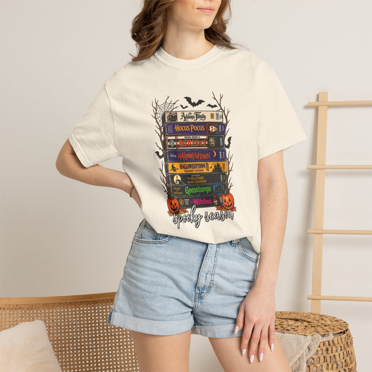 Halloween Book Stack T-Shirt — Spooky Reader Graphic Tee