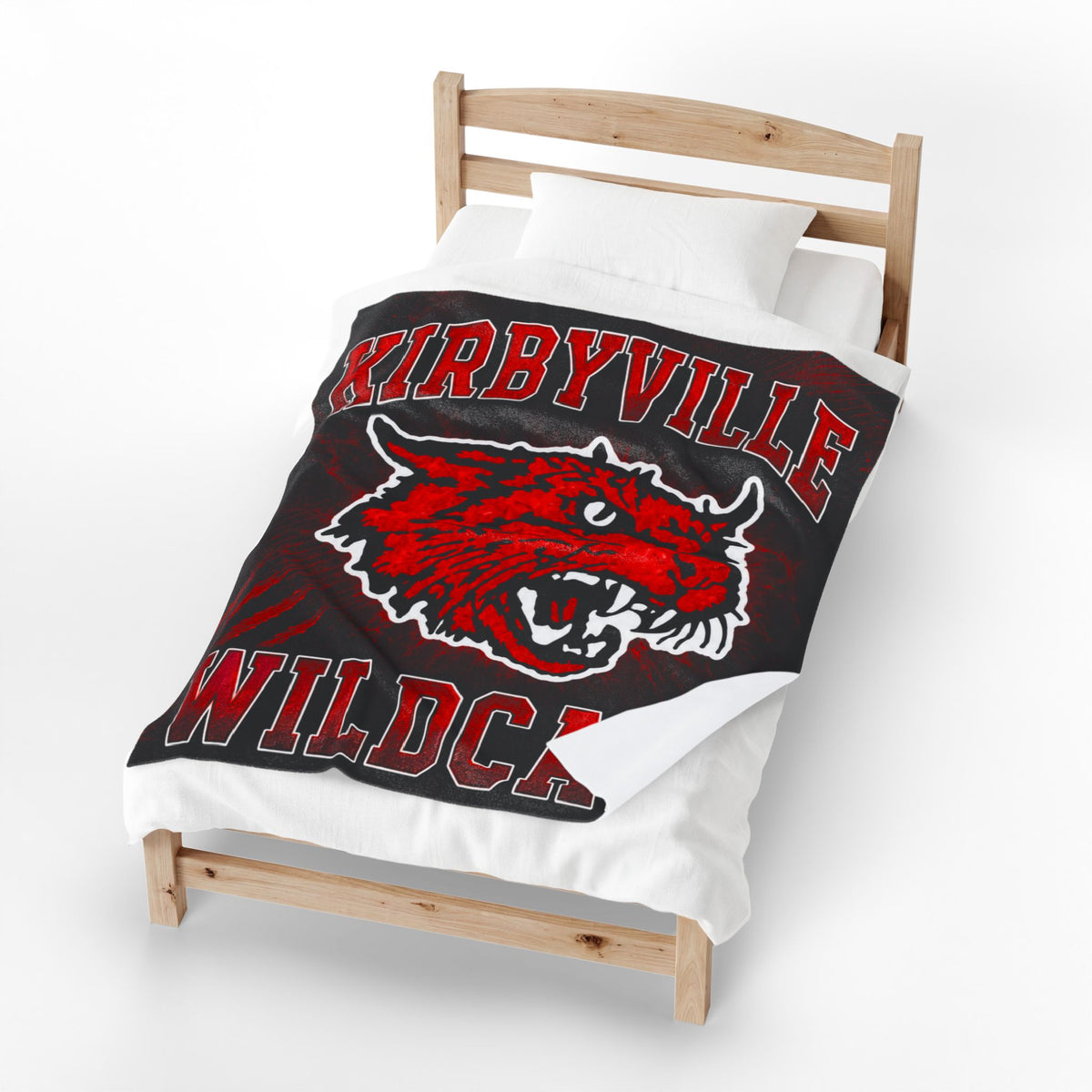 Kirbyville Wildcats Velveteen Plush Blanket – Team Mascot Soft Throw