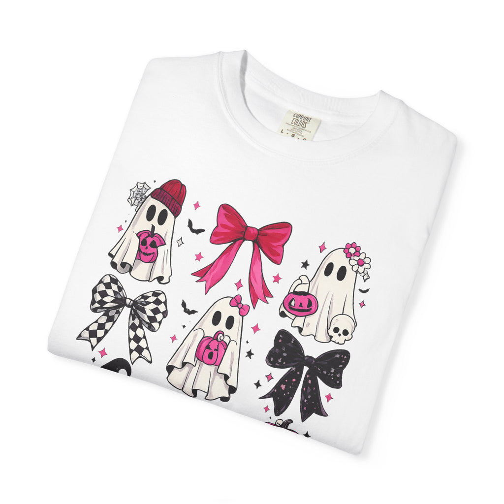 Halloween Ghosts & Bows T-Shirt — Cute Pink Trick-or-Treat Graphic Tee