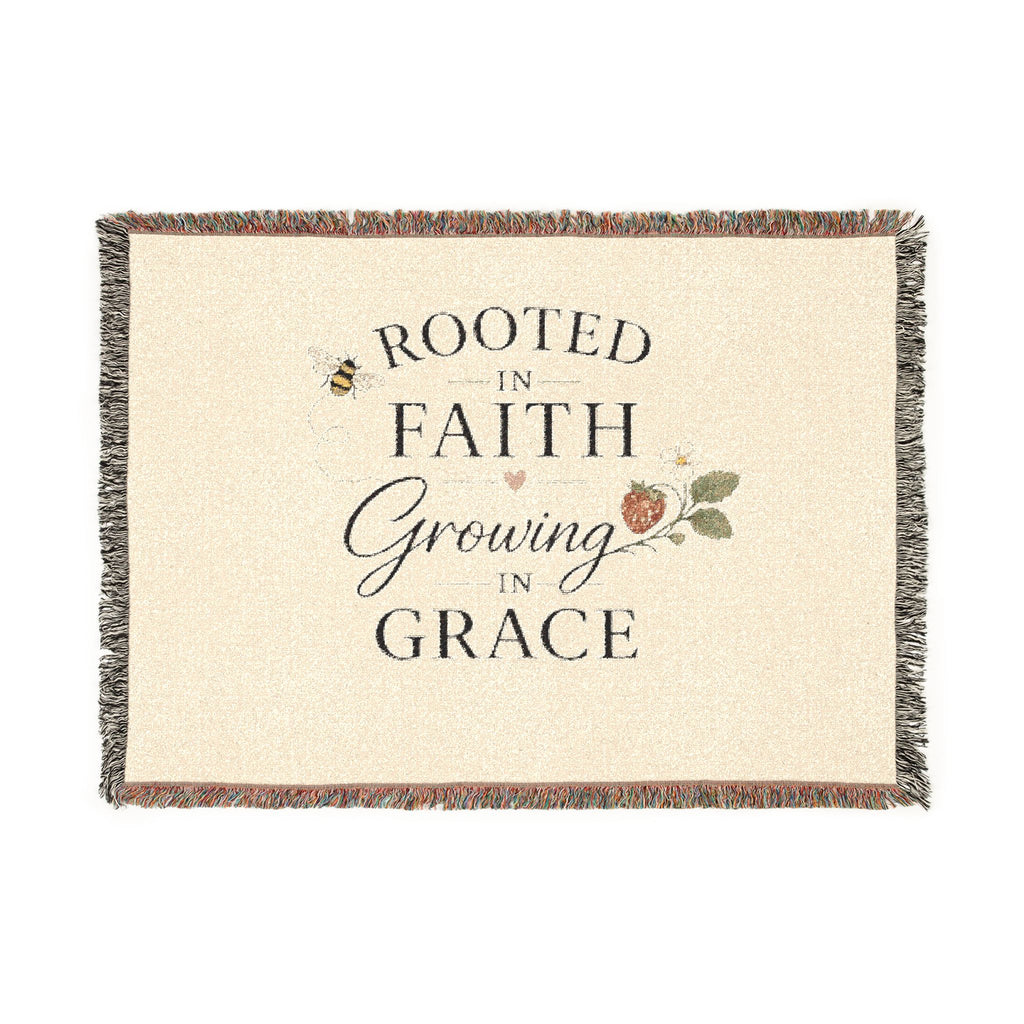 Rooted in Faith Woven Blanket – "Rooted in Faith, Growing in Grace" Inspirational Throw