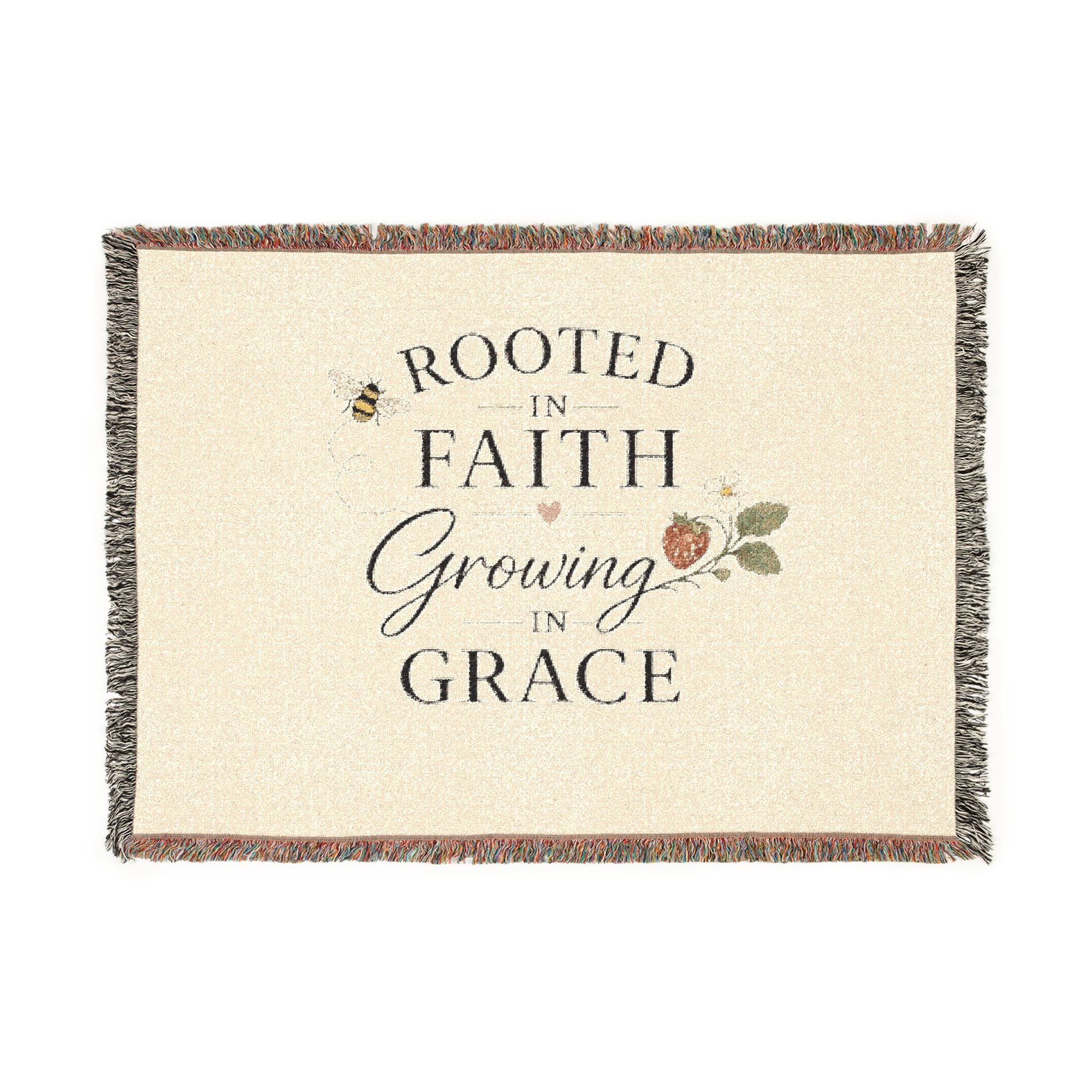 Rooted in Faith Woven Blanket – "Rooted in Faith, Growing in Grace" Inspirational Throw