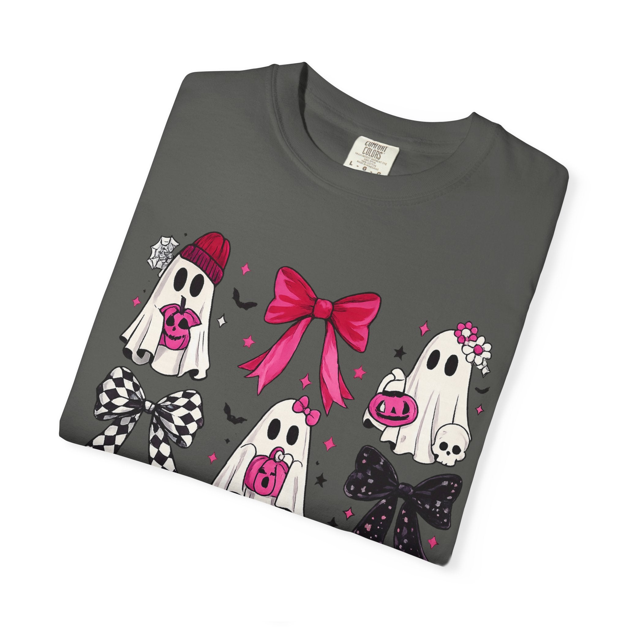 Halloween Ghosts & Bows T-Shirt — Cute Pink Trick-or-Treat Graphic Tee