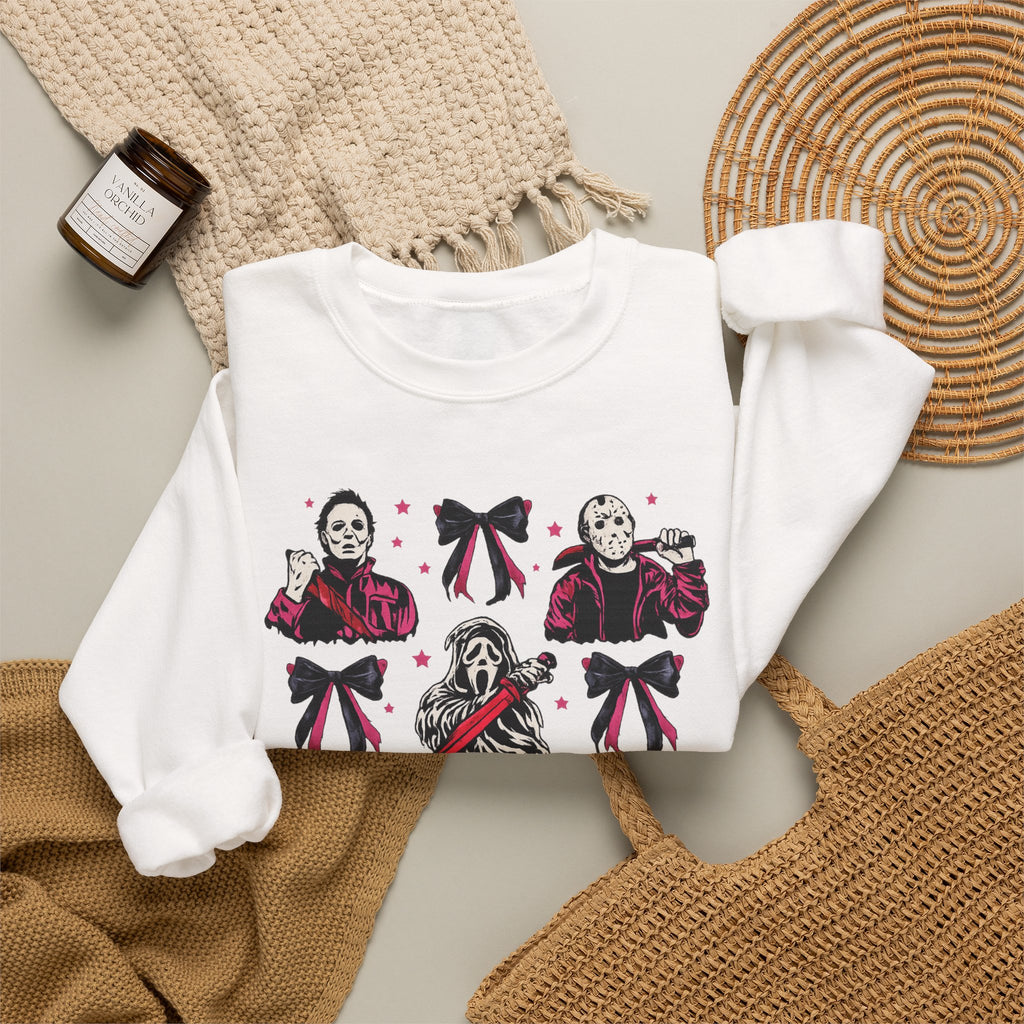 Horror Icons Crewneck Sweatshirt — Cute Ribbon Killer Characters