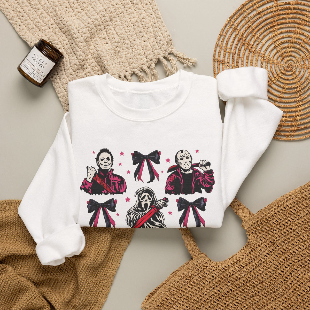Horror Icons Crewneck Sweatshirt — Cute Ribbon Killer Characters