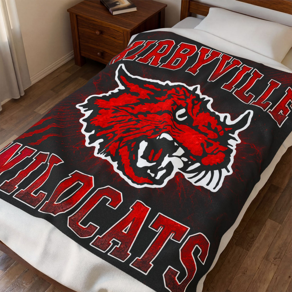 Kirbyville Wildcats Velveteen Plush Blanket – Team Mascot Soft Throw