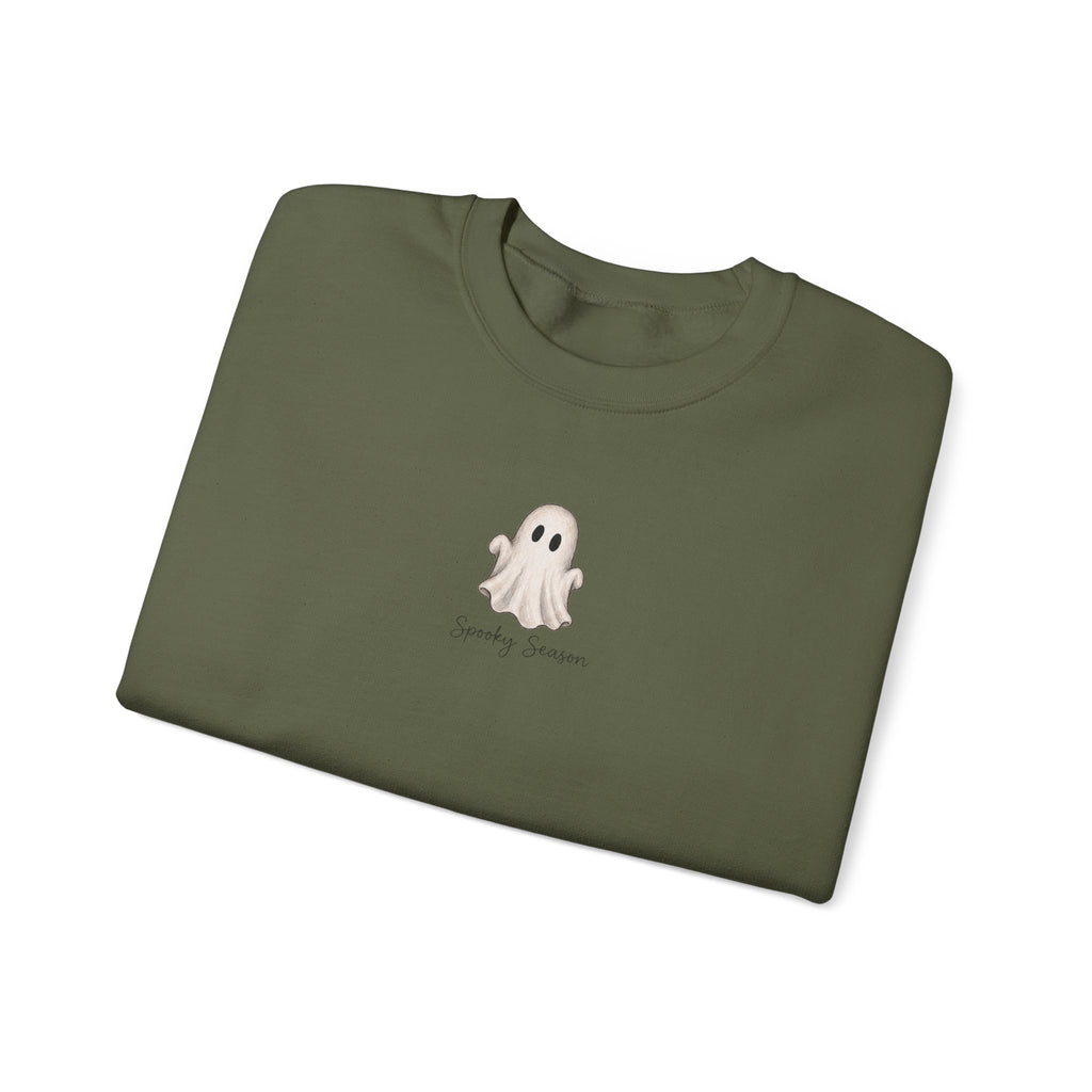 Ghost Cute Crewneck Sweatshirt — Tiny Ghost "Boo" Graphic Pullover