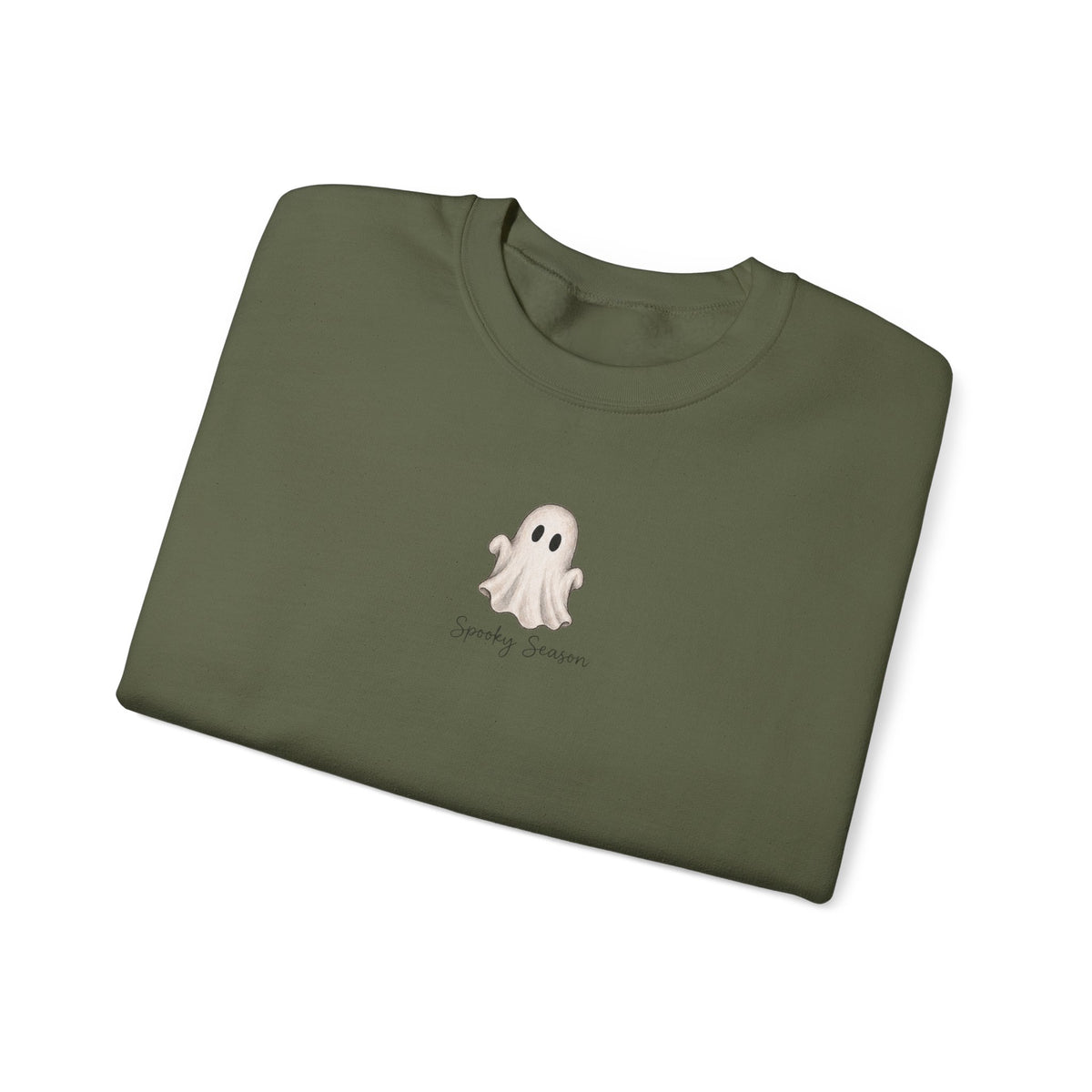 Ghost Cute Crewneck Sweatshirt — Tiny Ghost "Boo" Graphic Pullover