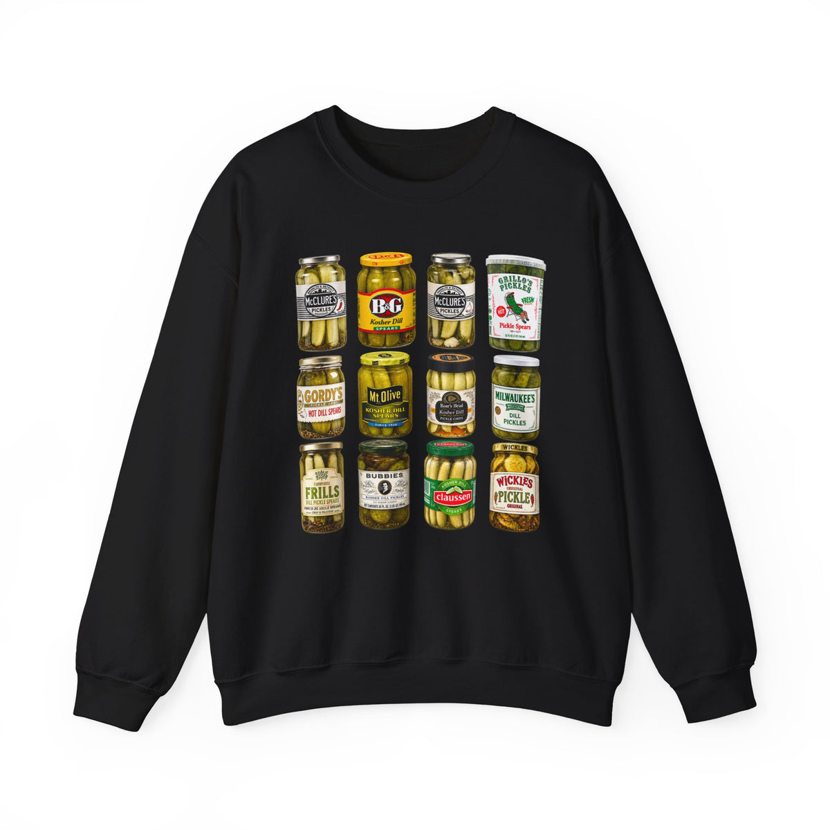 Pickle Jar Grid Sweatshirt — Vintage Grocery Label Graphic Crewneck