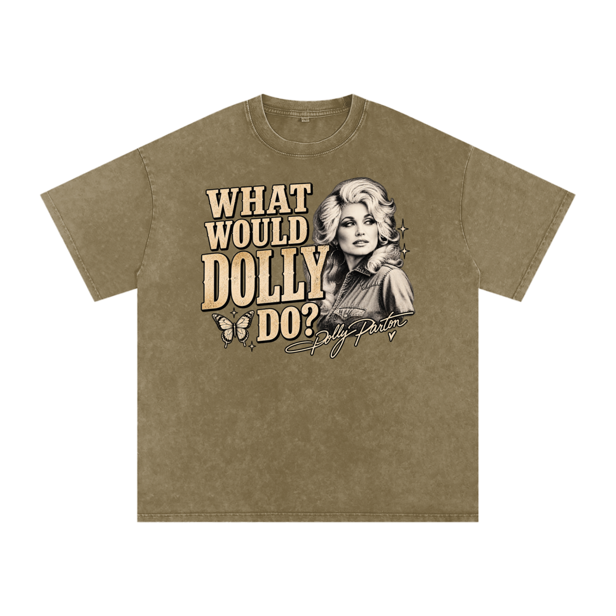 What would Dolly Do? Snow Washed Oversized Cotton T-Shirt
