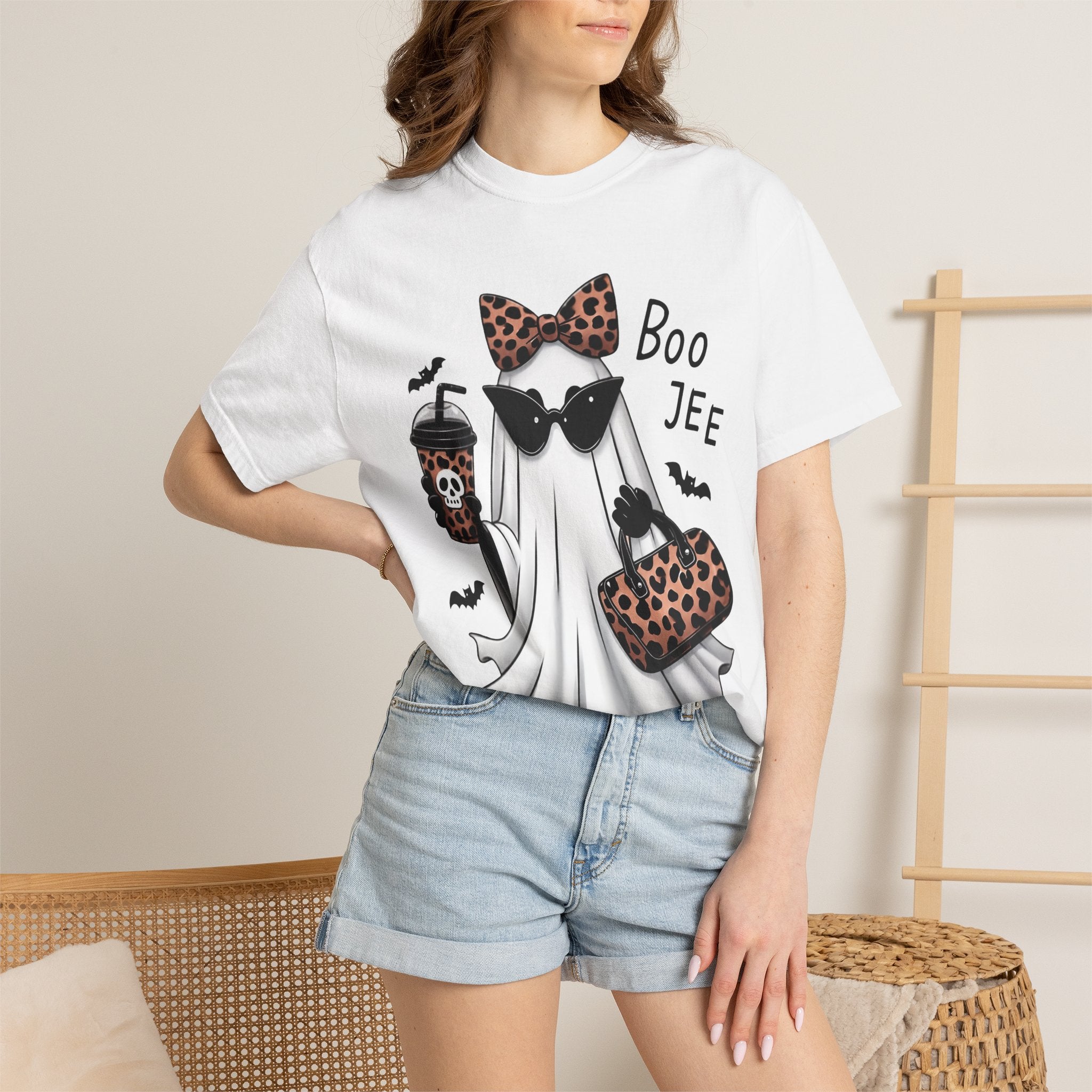 Boo Jee Ghost T-Shirt — Leopard Print Halloween Tee