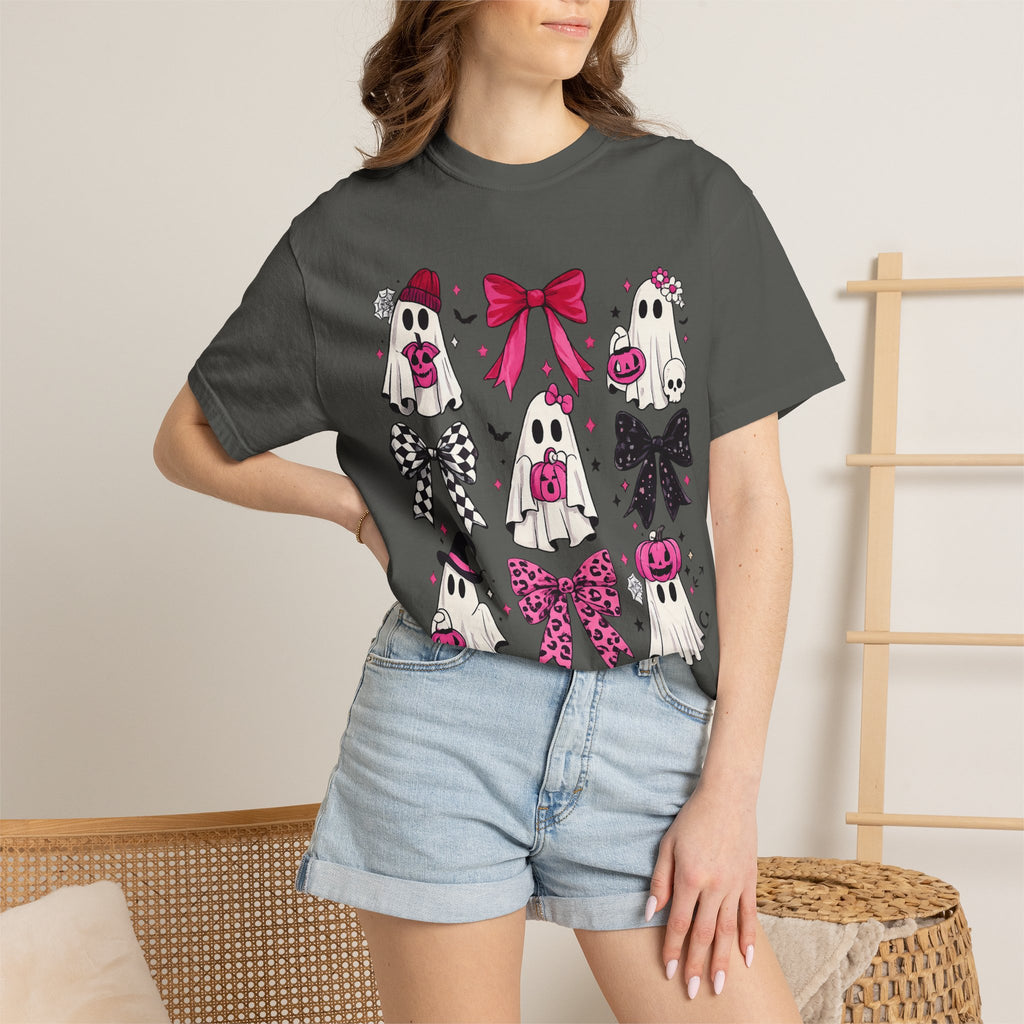 Halloween Ghosts & Bows T-Shirt — Cute Pink Trick-or-Treat Graphic Tee