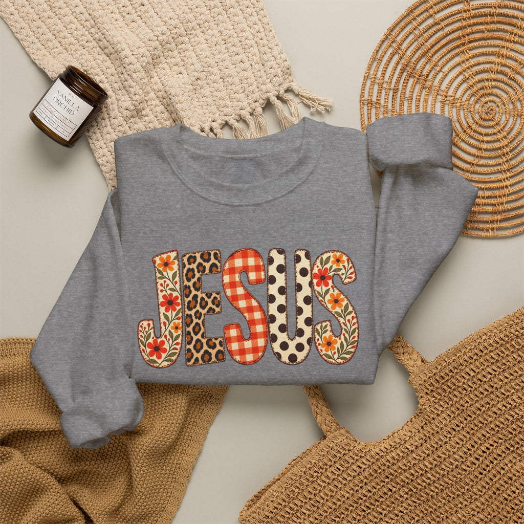 Jesus Floral Patch Sweatshirt — Women's & Men's Christian Crewneck