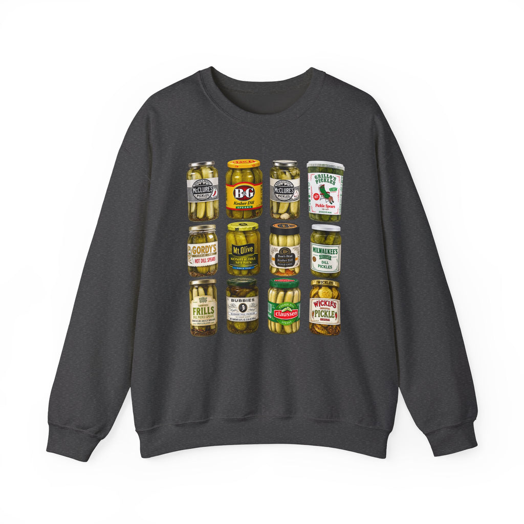 Pickle Jar Grid Sweatshirt — Vintage Grocery Label Graphic Crewneck