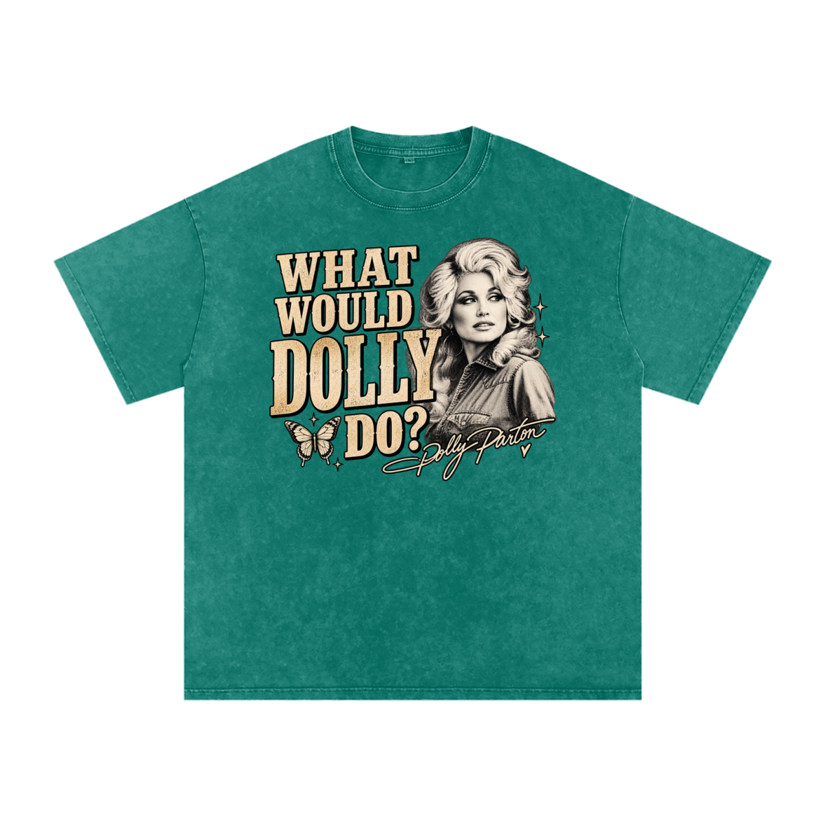 What would Dolly Do? Snow Washed Oversized Cotton T-Shirt